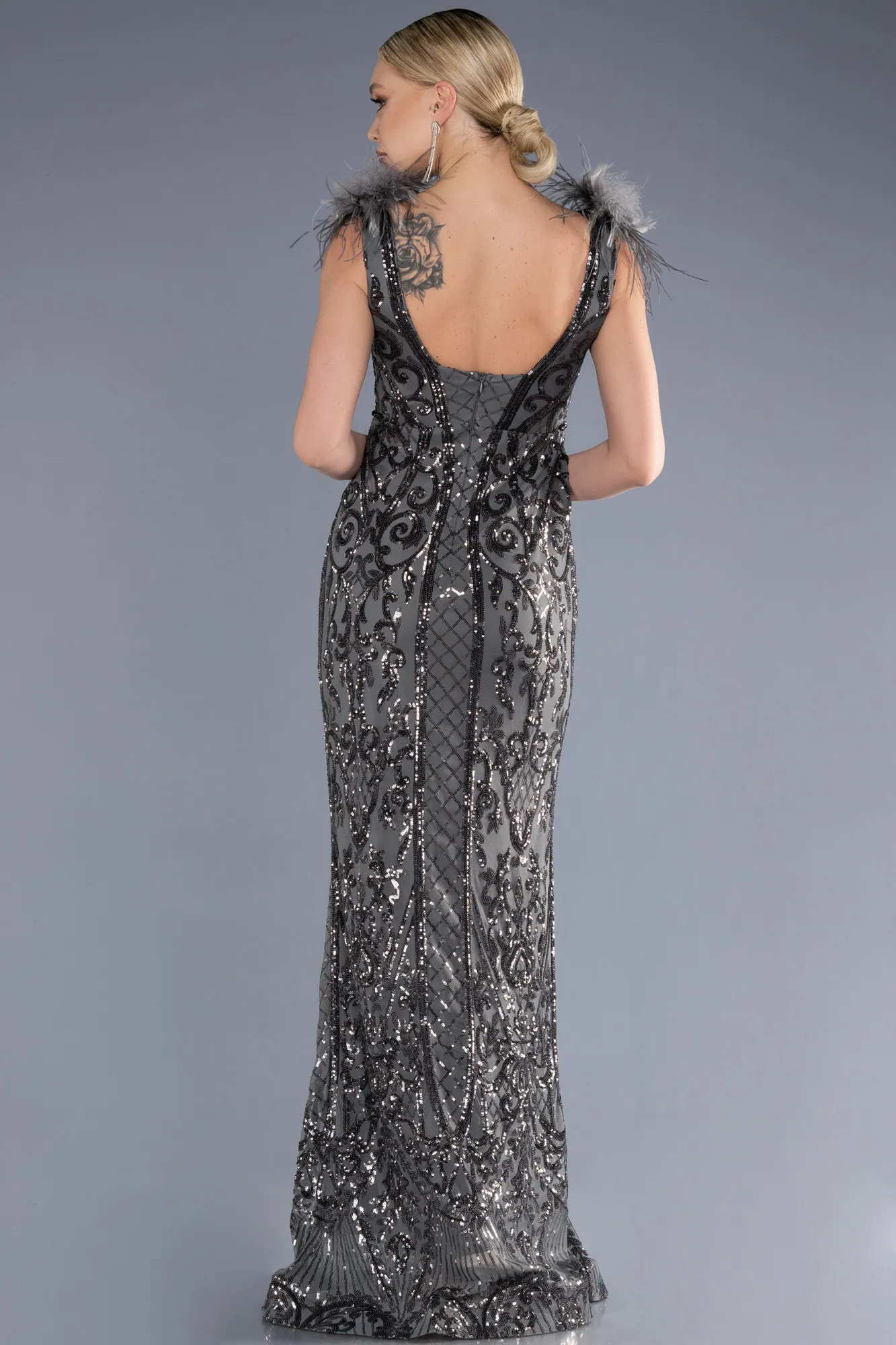 Anthracite-Long Mermaid Prom Dress ABU3669