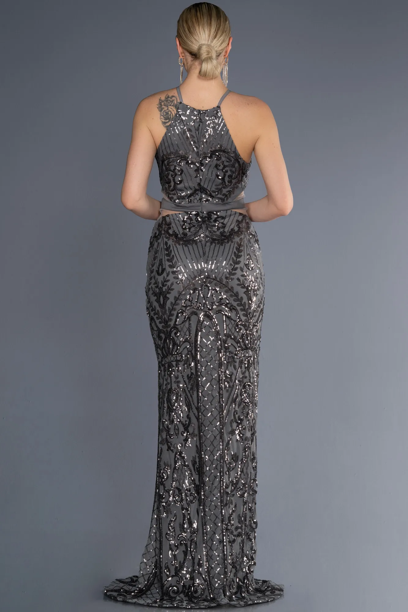 Anthracite-Long Mermaid Prom Dress ABU3670