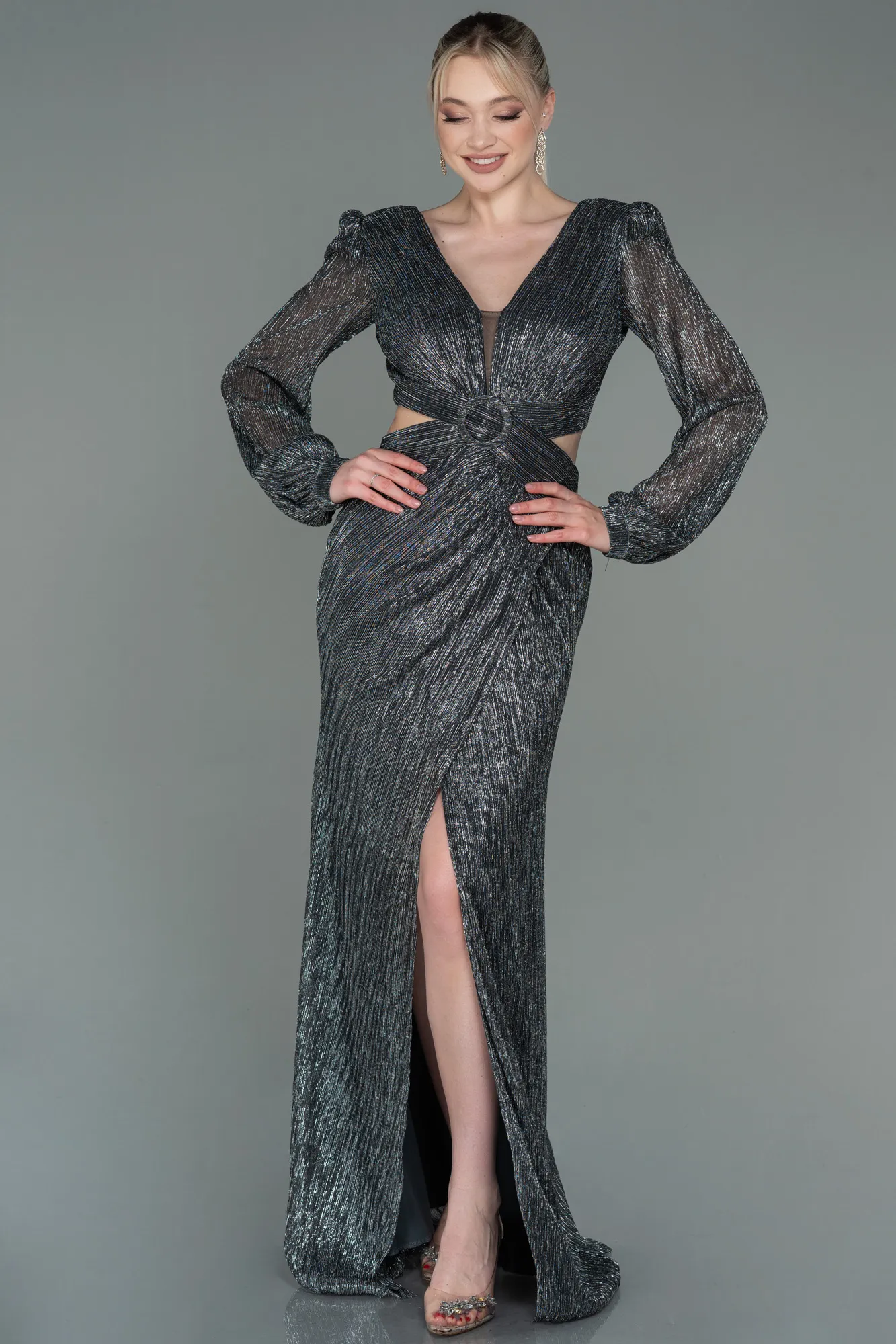 Anthracite-Long Prom Gown ABU3181