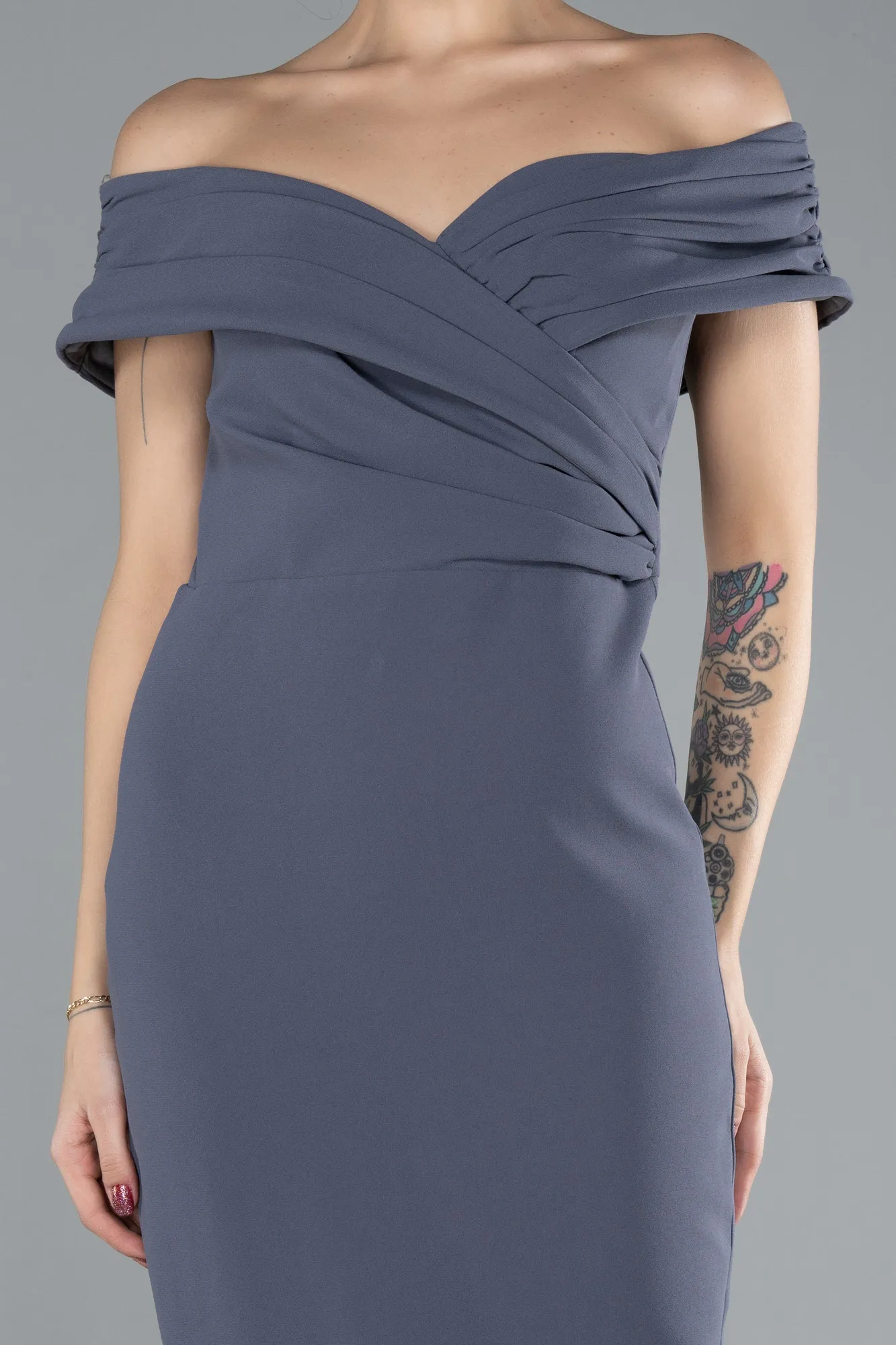 Anthracite-Midi Invitation Dress ABK1902