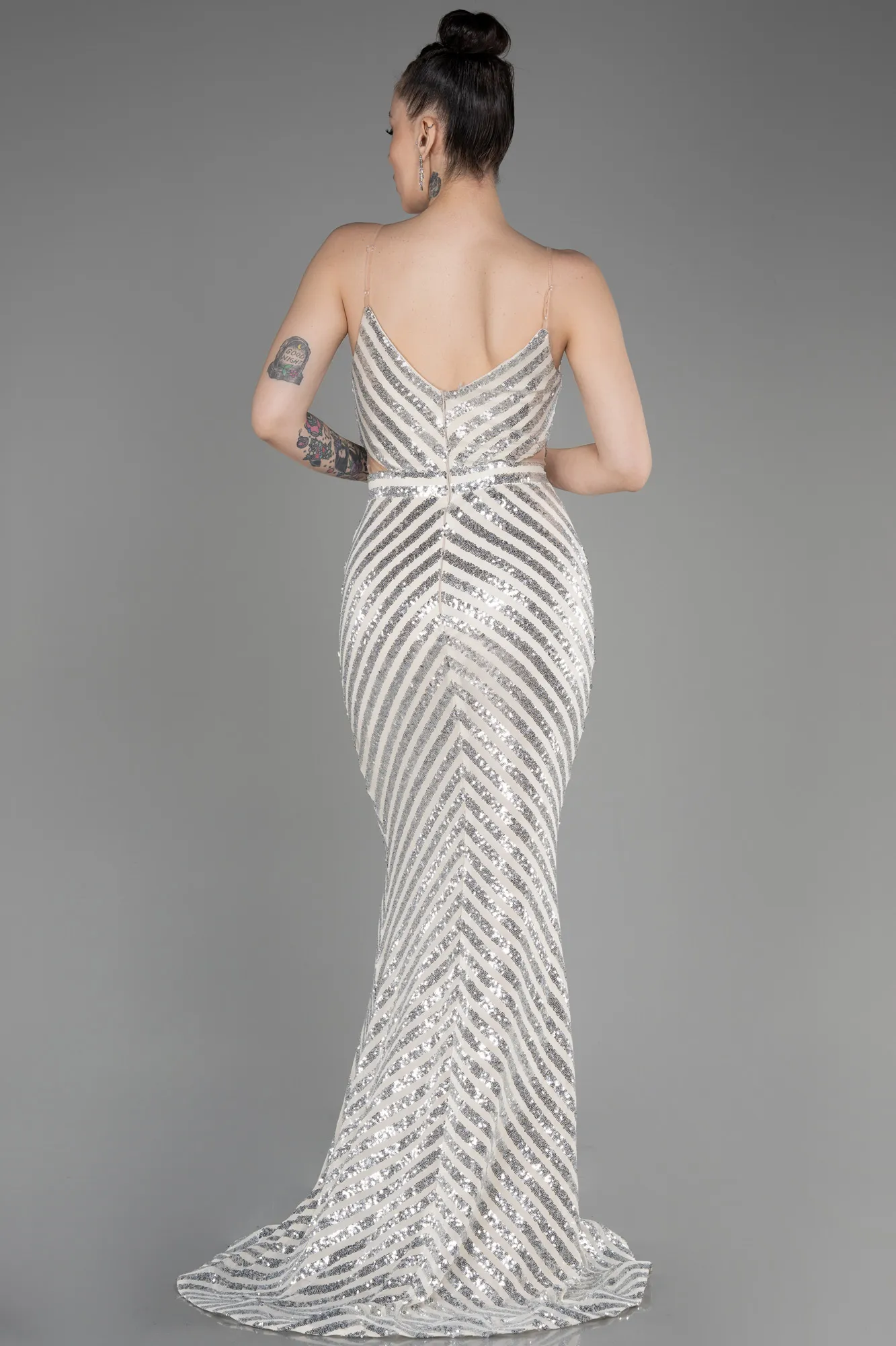 Beige-Long Mermaid Evening Dress ABU892