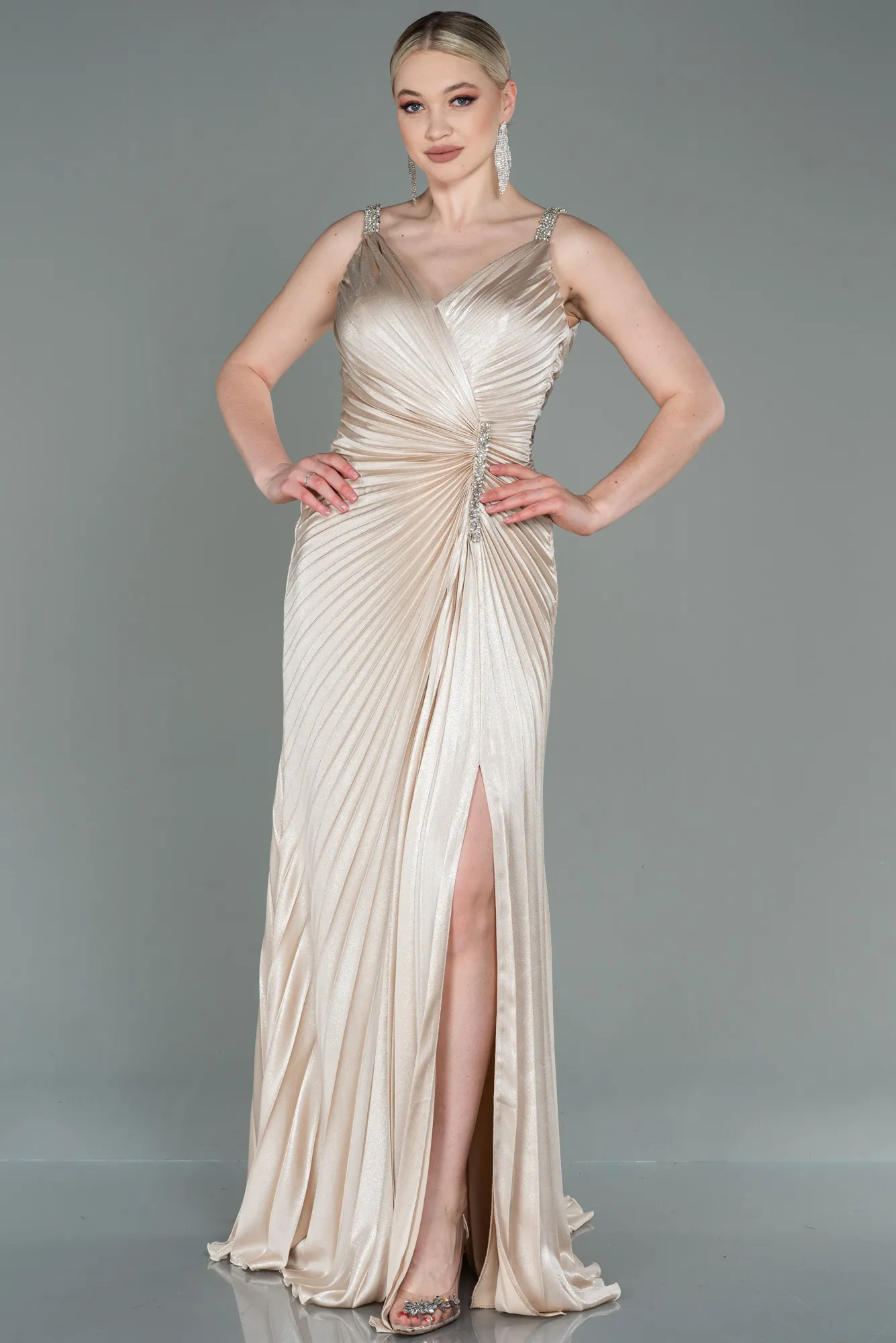 Beige-Long Mermaid Prom Dress ABU2909