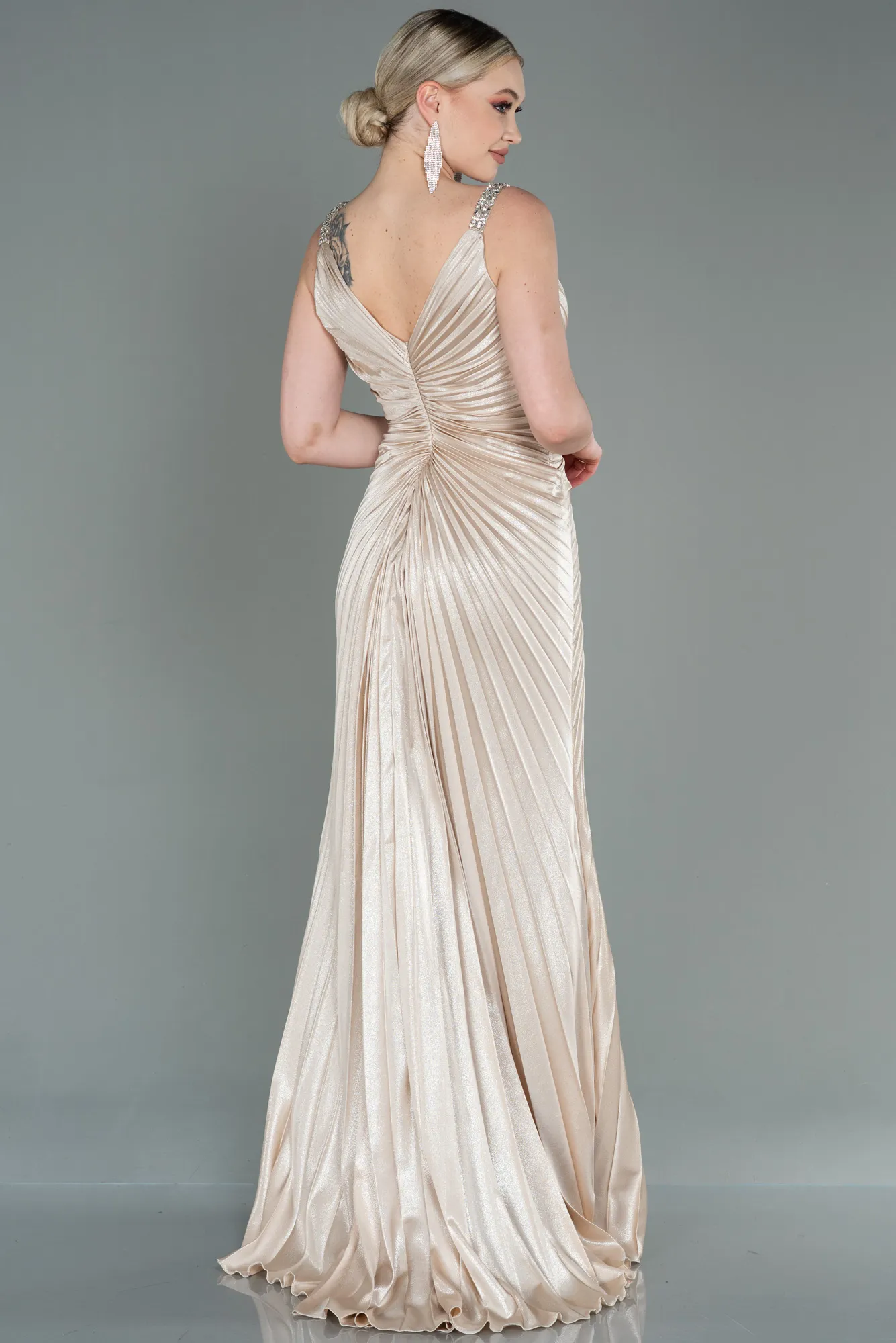 Beige-Long Mermaid Prom Dress ABU2909