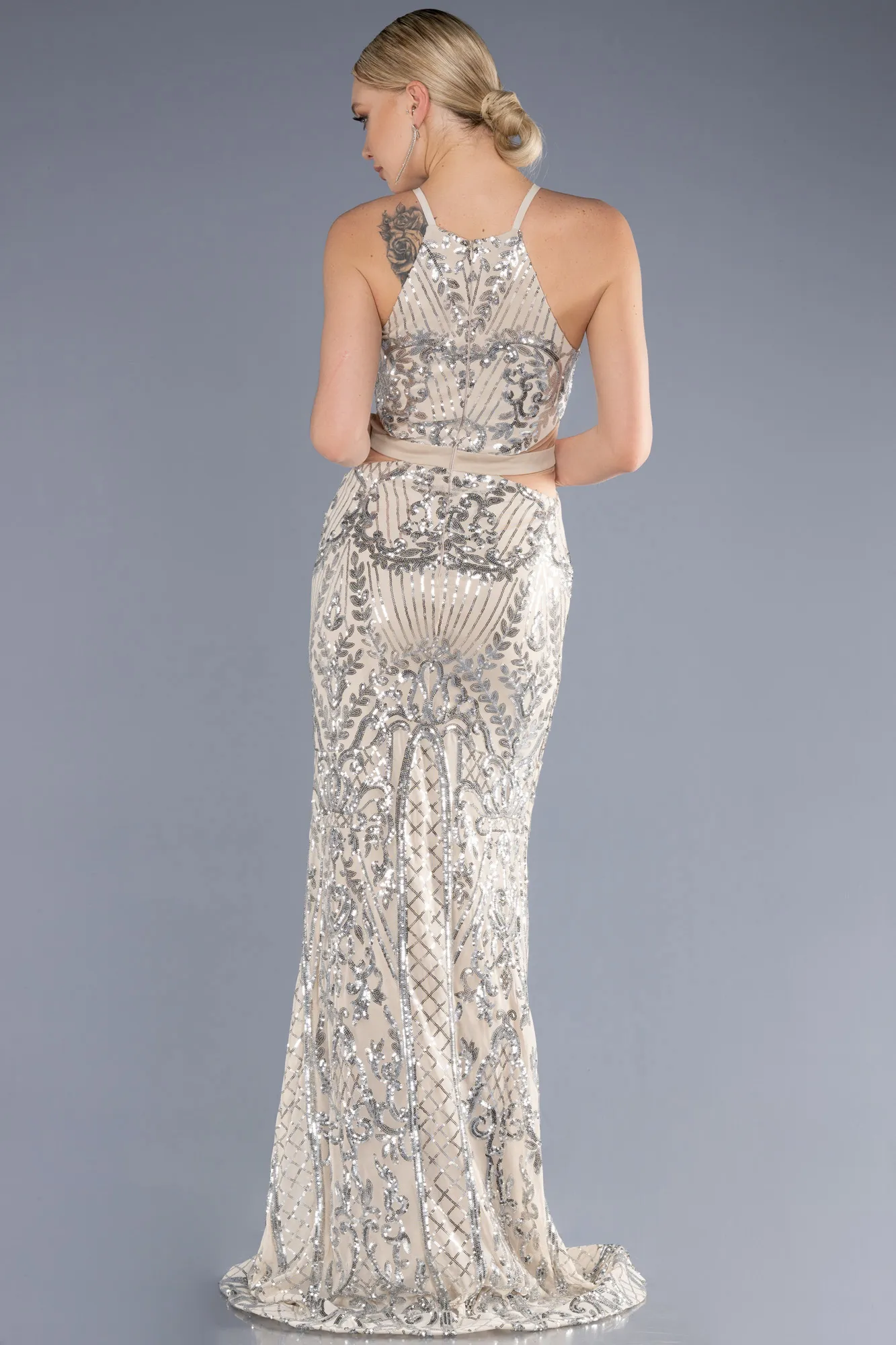 Beige-Long Mermaid Prom Dress ABU3670