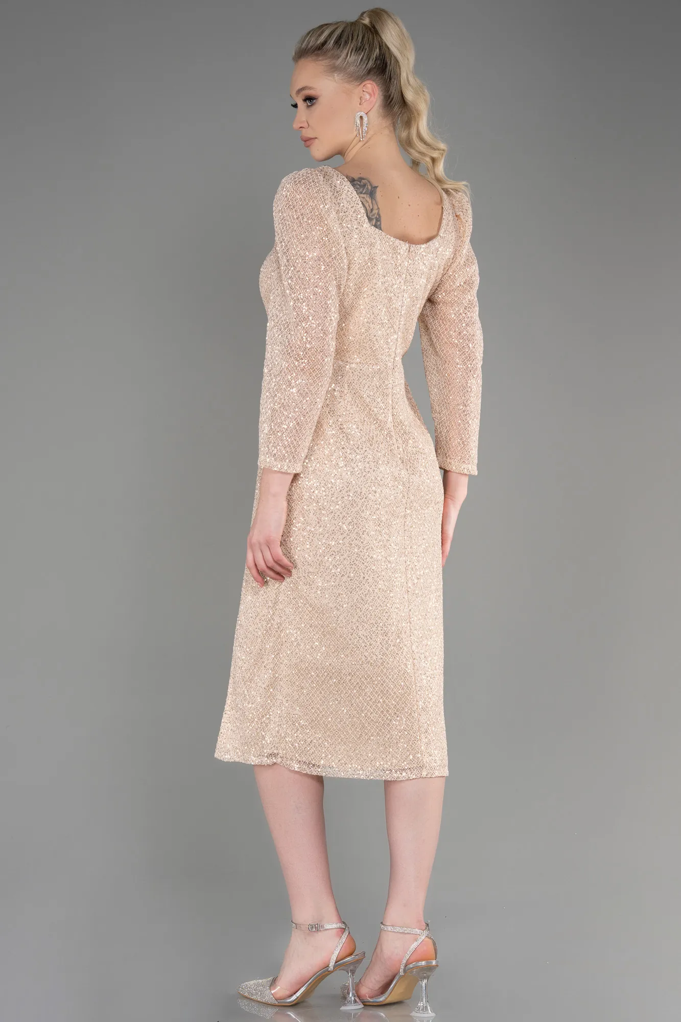 Beige-Midi Scaly Night Dress ABK1936