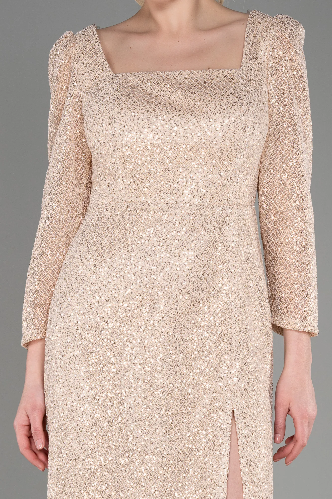 Beige-Midi Scaly Night Dress ABK1936