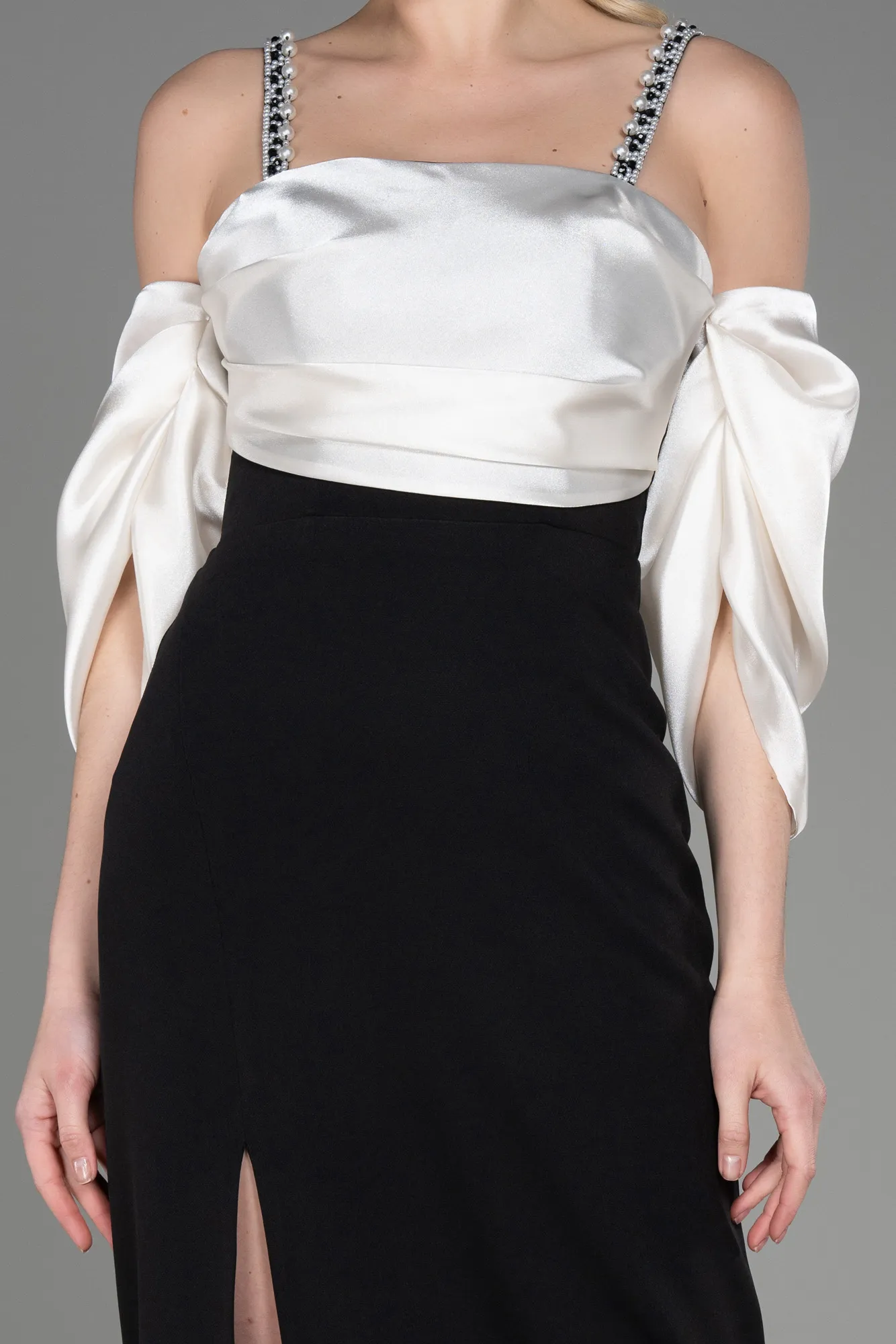 Black-Beige-Long Invitation Dress ABU2911