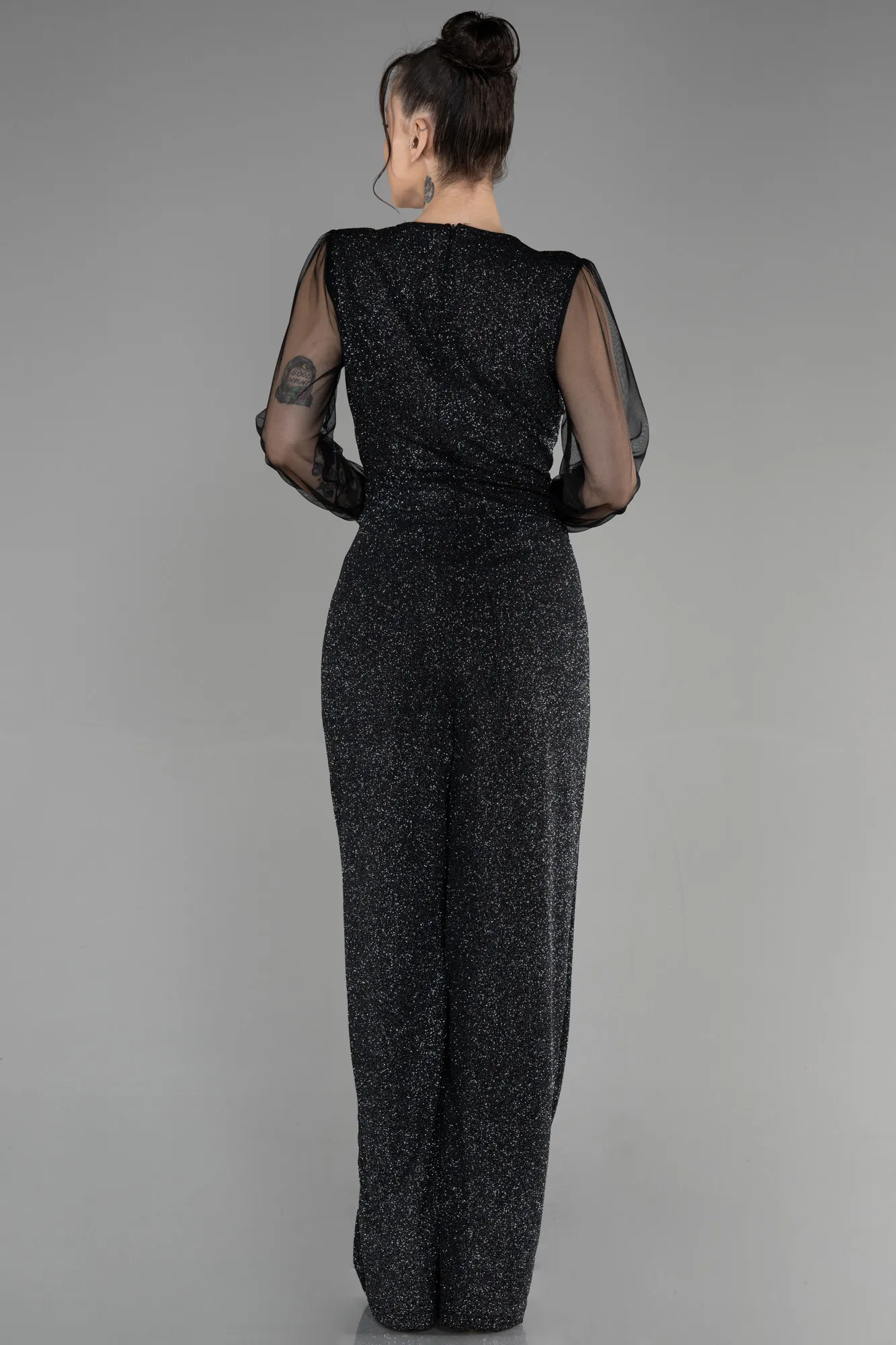 Black-Silver-Long Evening Dress ABT012