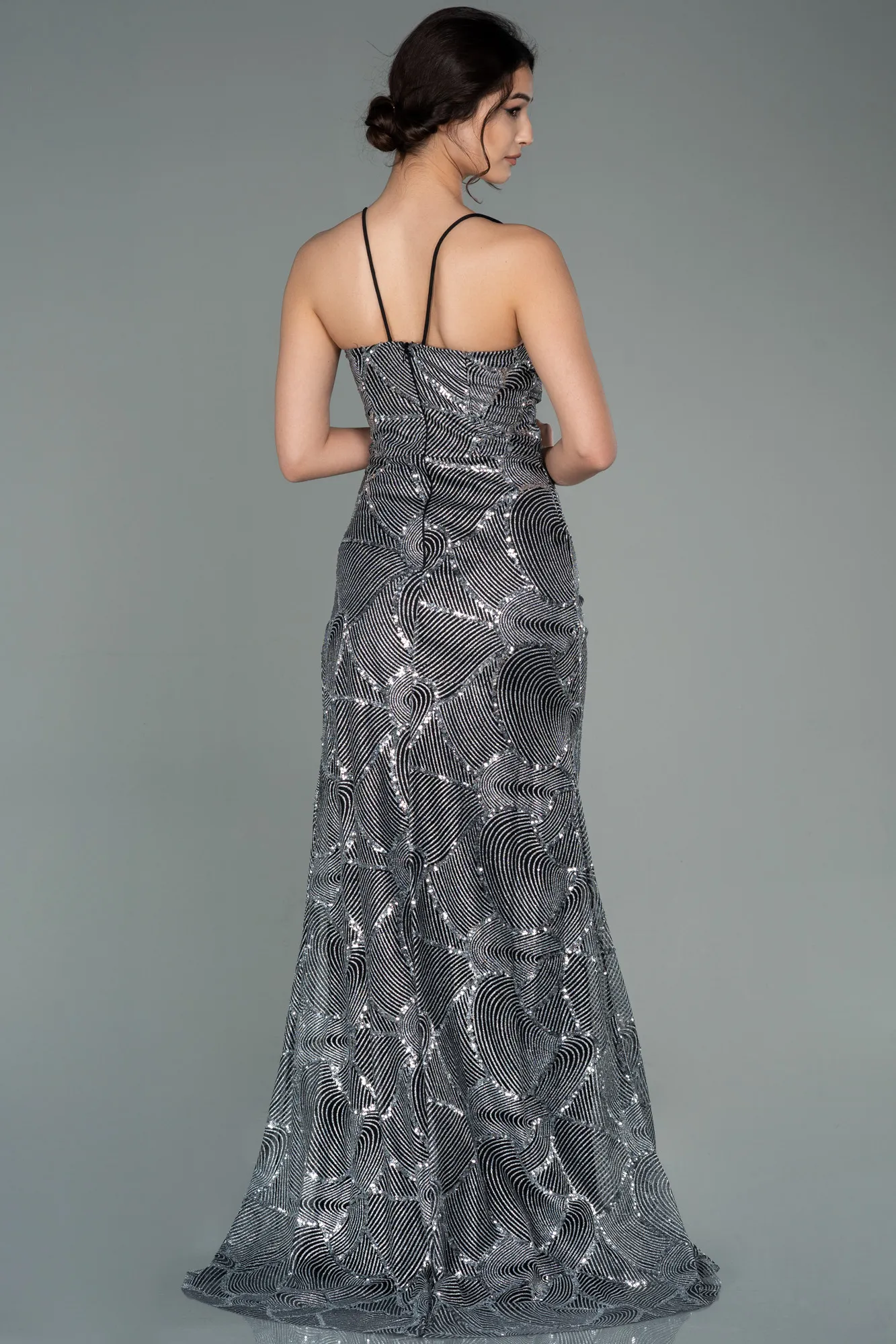 Black-Silver-Long Evening Dress ABU2803