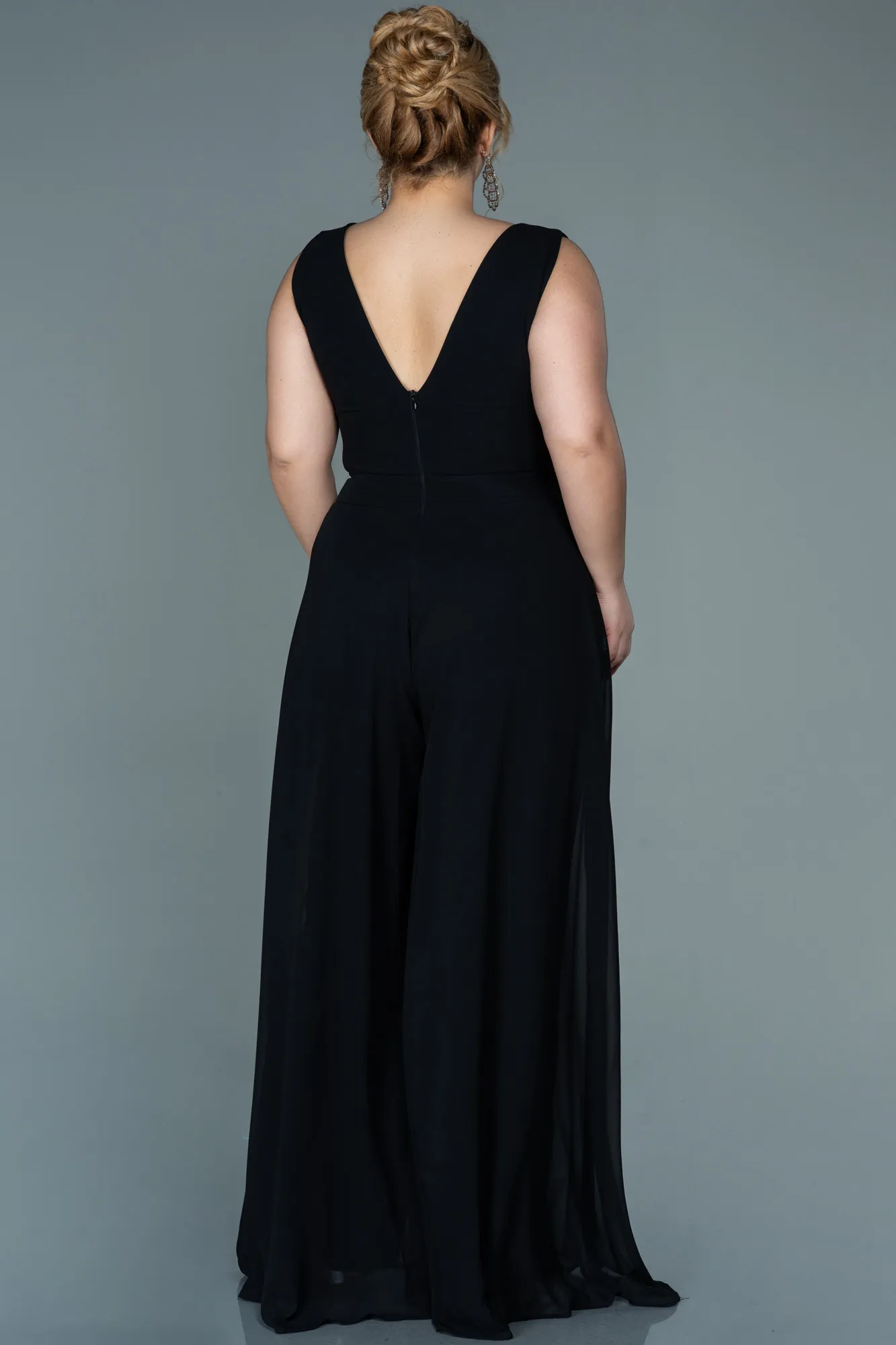 Black-Chiffon Plus Size Evening Dress ABT082