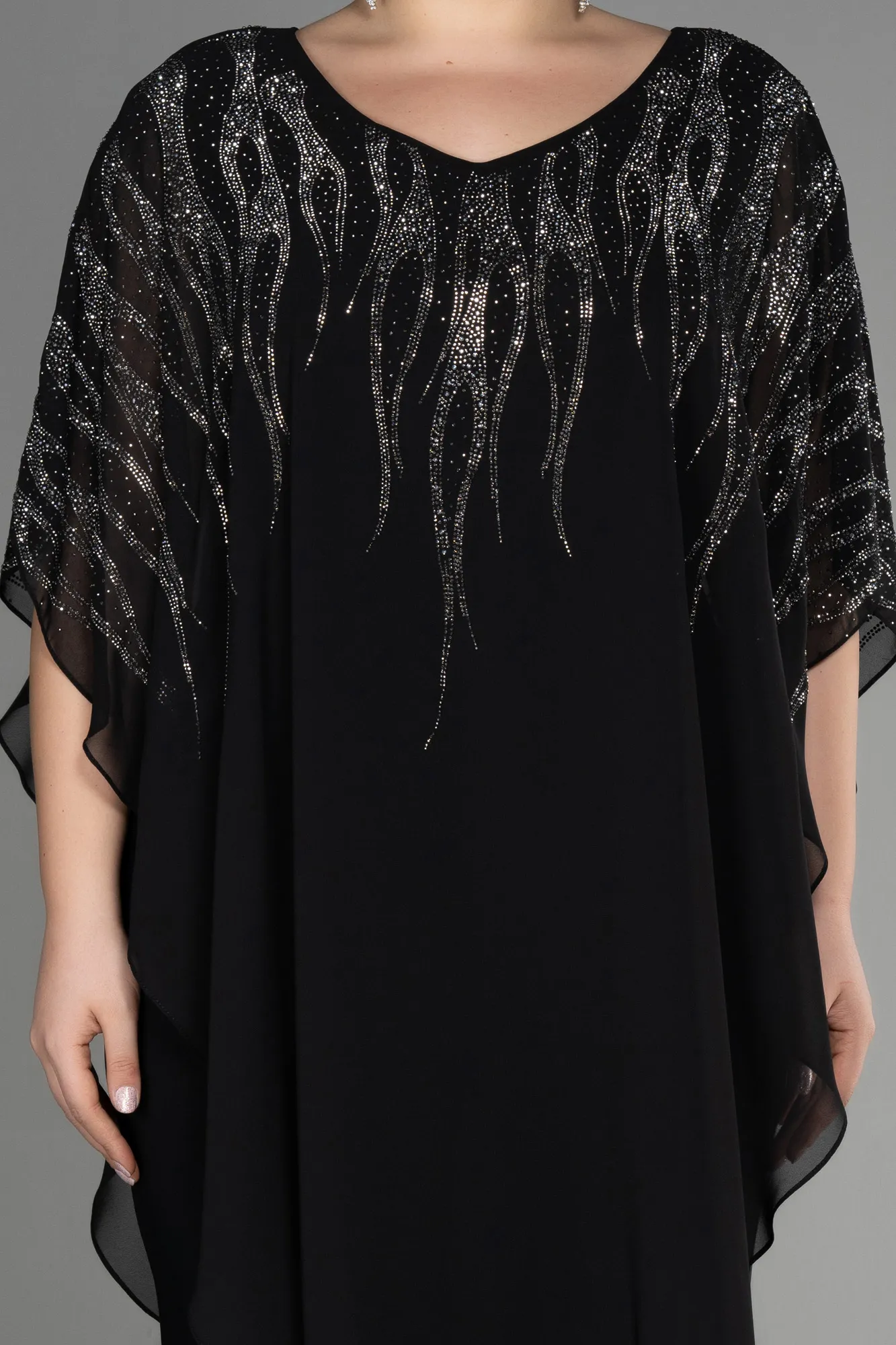 Black-Chiffon Plus Size Evening Dress ABT111