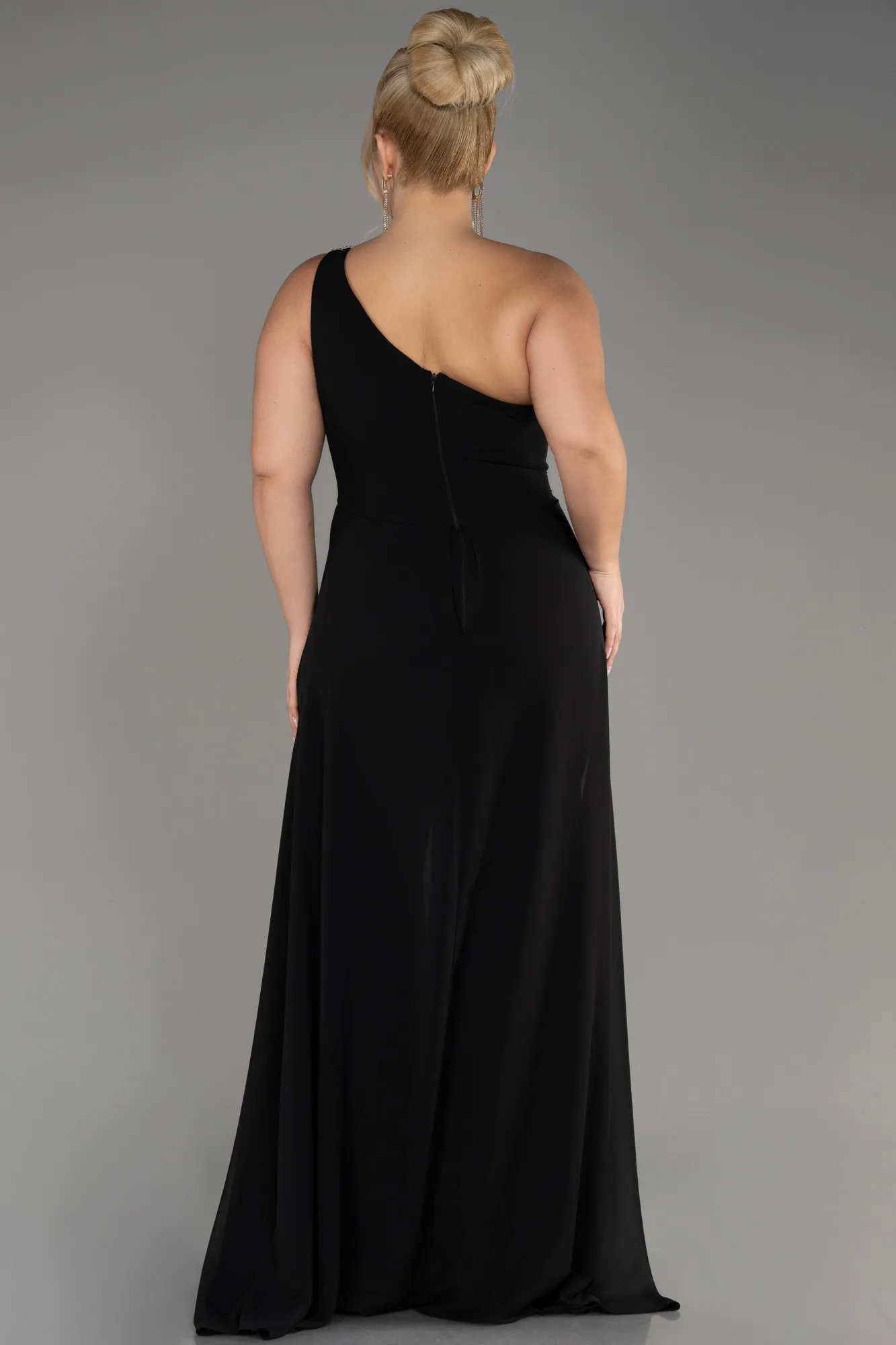 Black-Chiffon Plus Size Evening Dress Jumpsuit ABT119