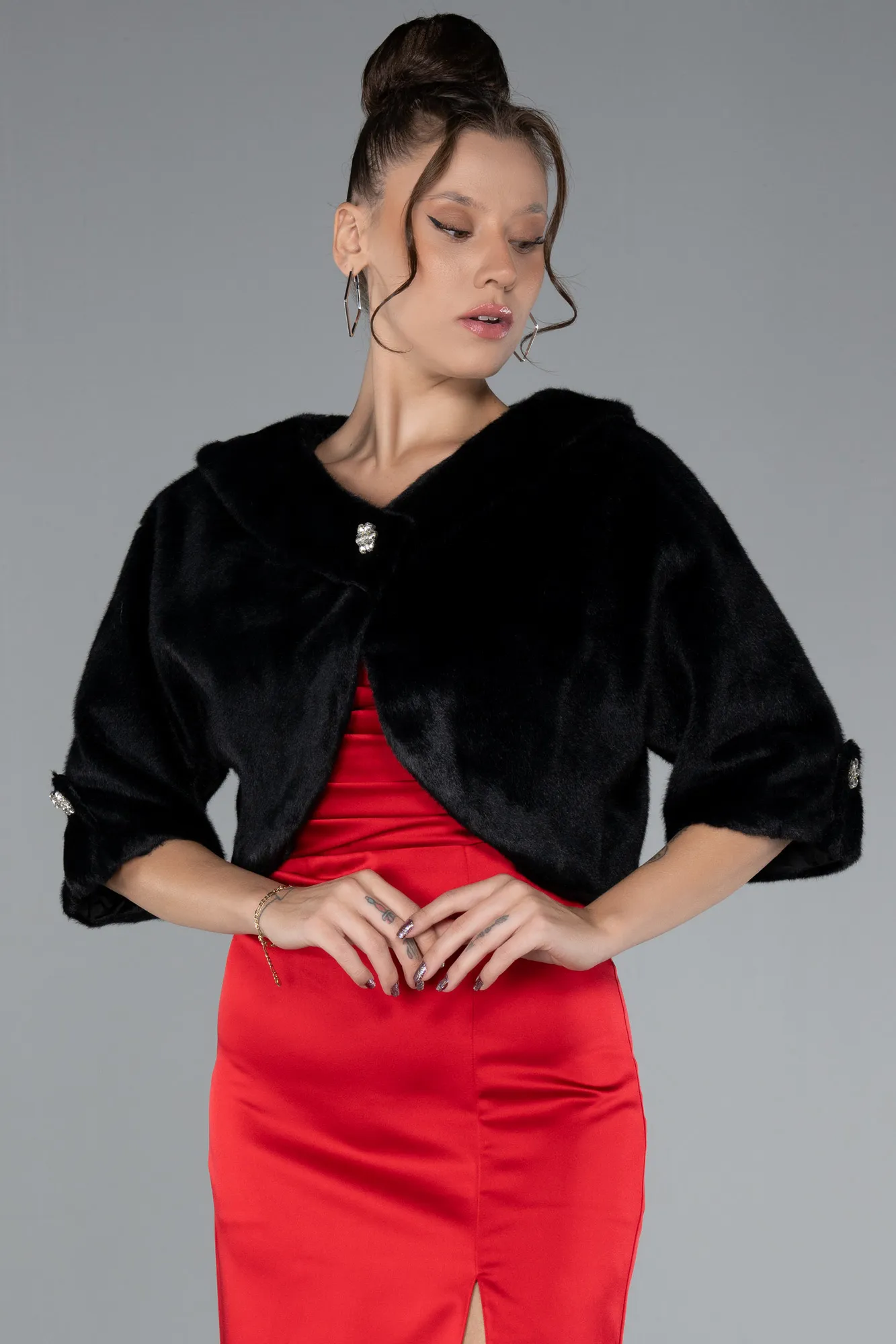 Black-Fur Evening Jacket AE814