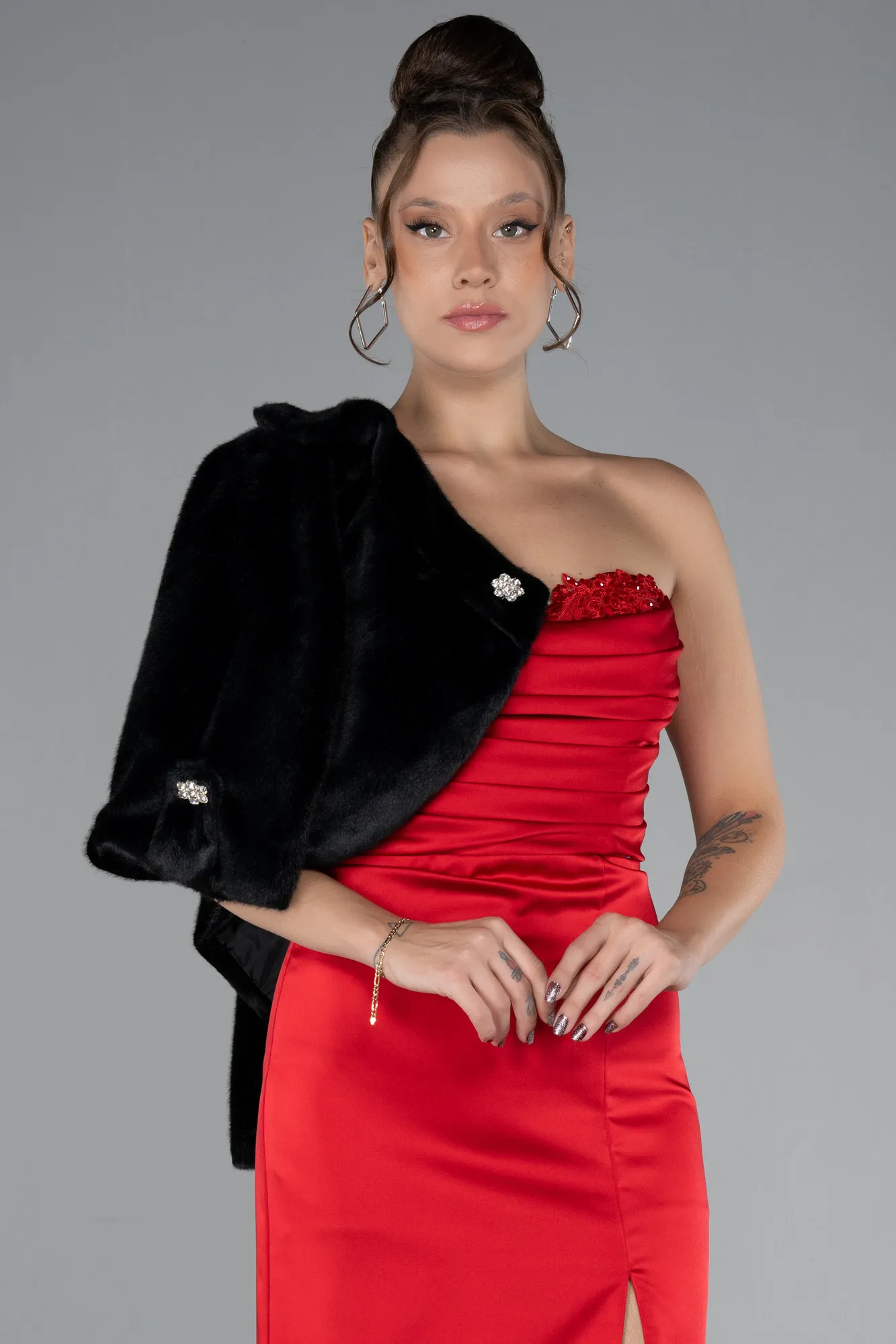 Black-Fur Evening Jacket AE814