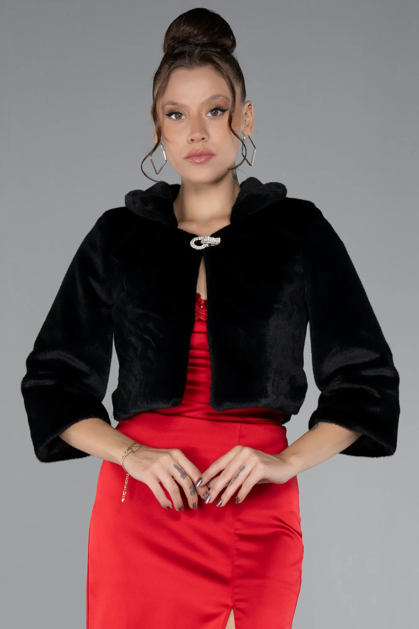 Black-Fur Evening Jacket AE816