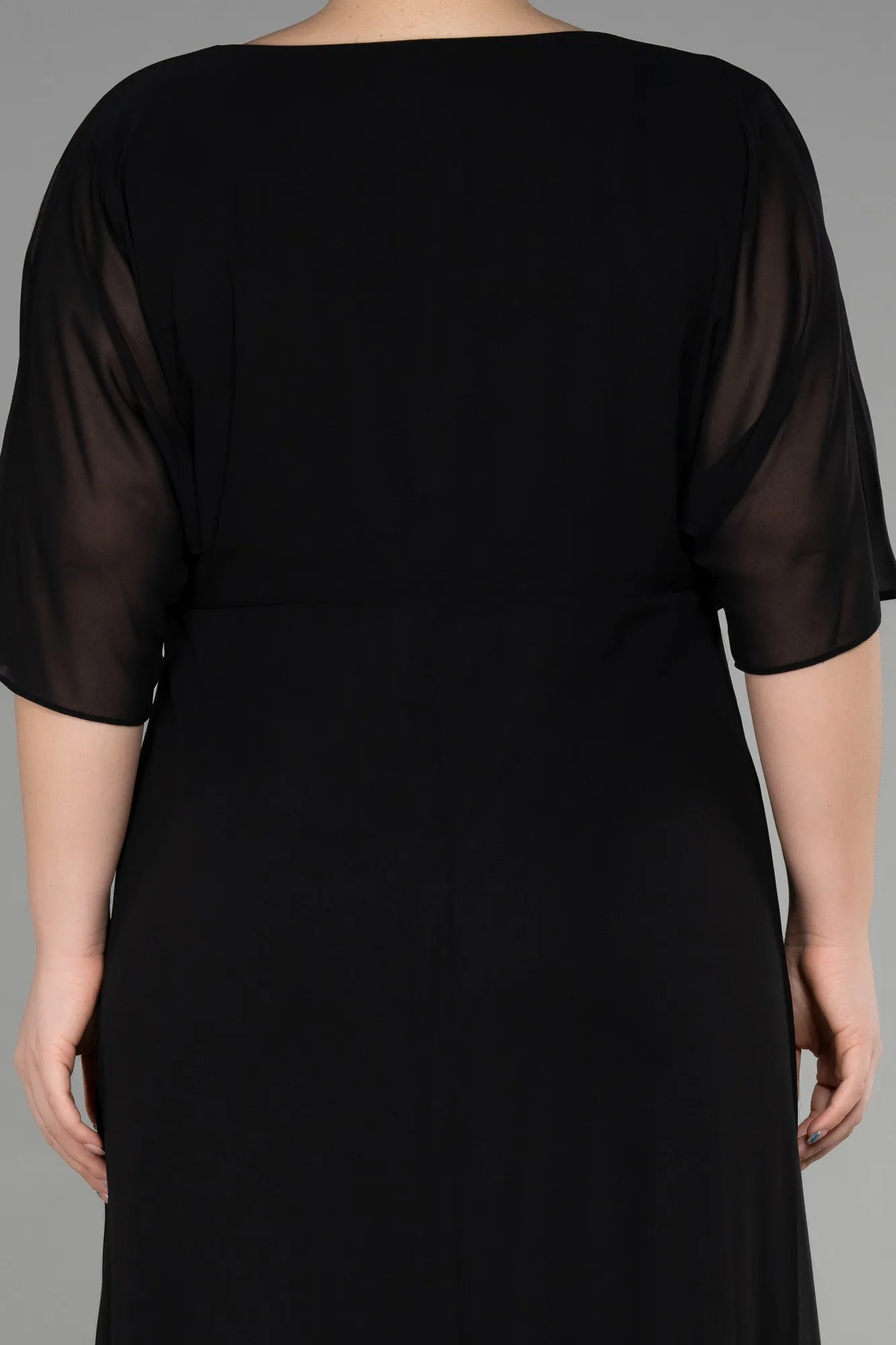 Black-Long Chiffon Designer Plus Size Gowns ABU3651