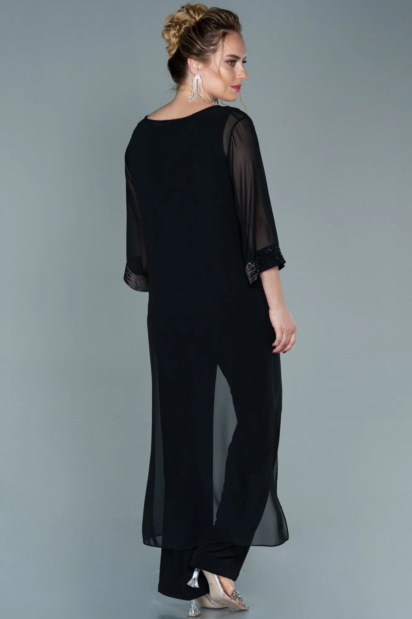 Black-Long Chiffon Evening Dress ABT083