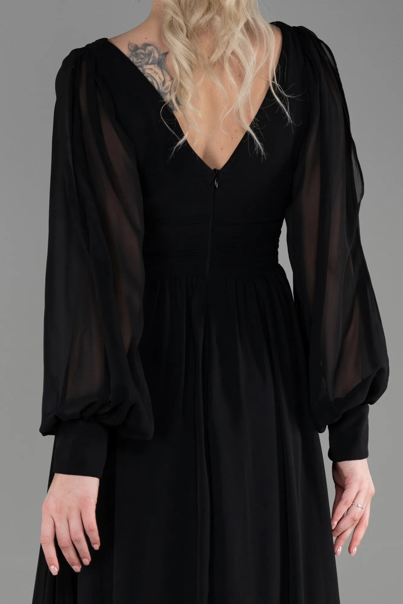 Black-Long Chiffon Evening Dress ABU1702