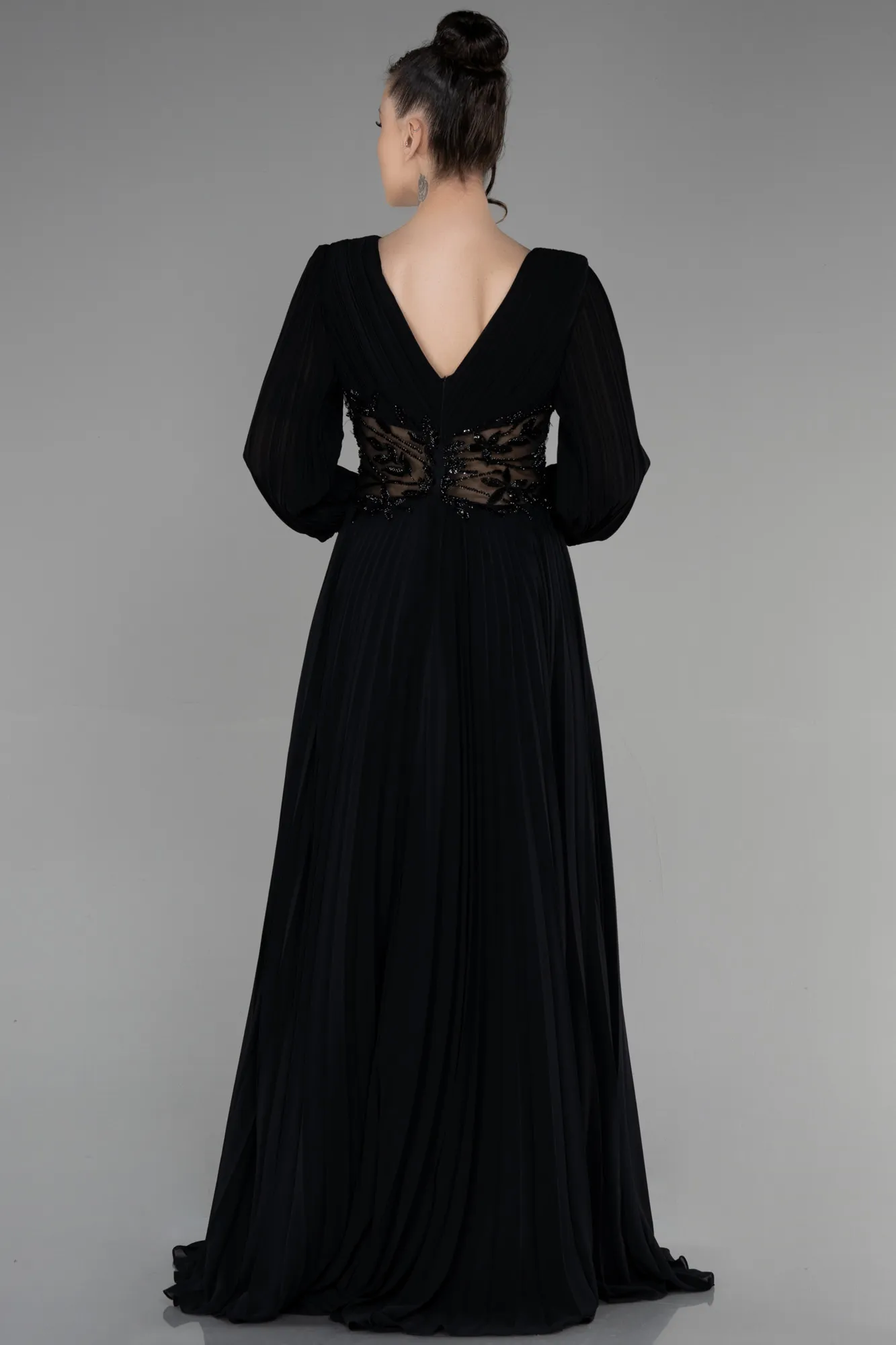 Black-Long Chiffon Evening Dress ABU2183