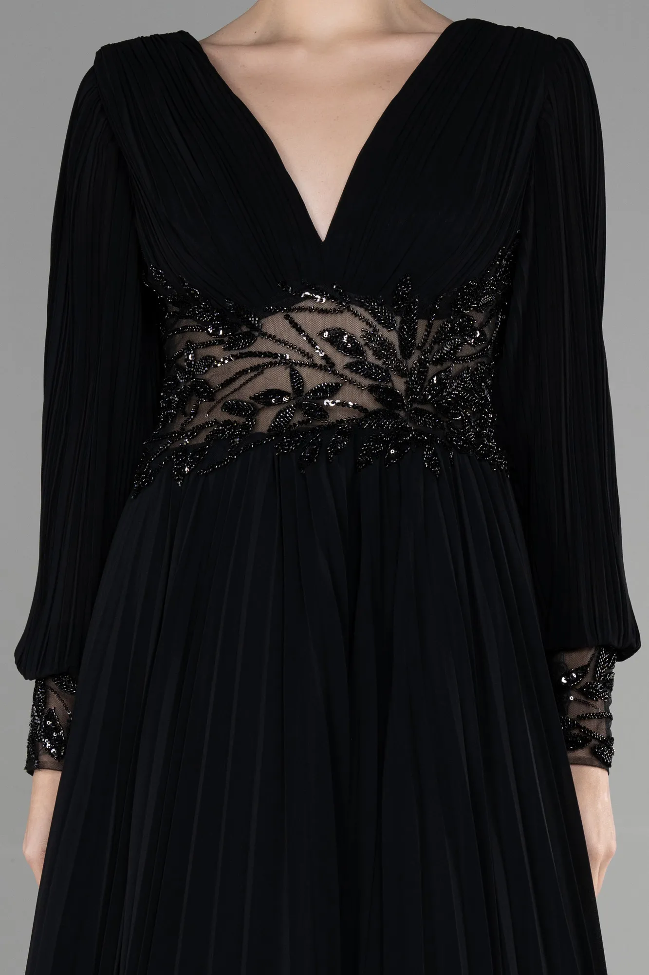 Black-Long Chiffon Evening Dress ABU2183