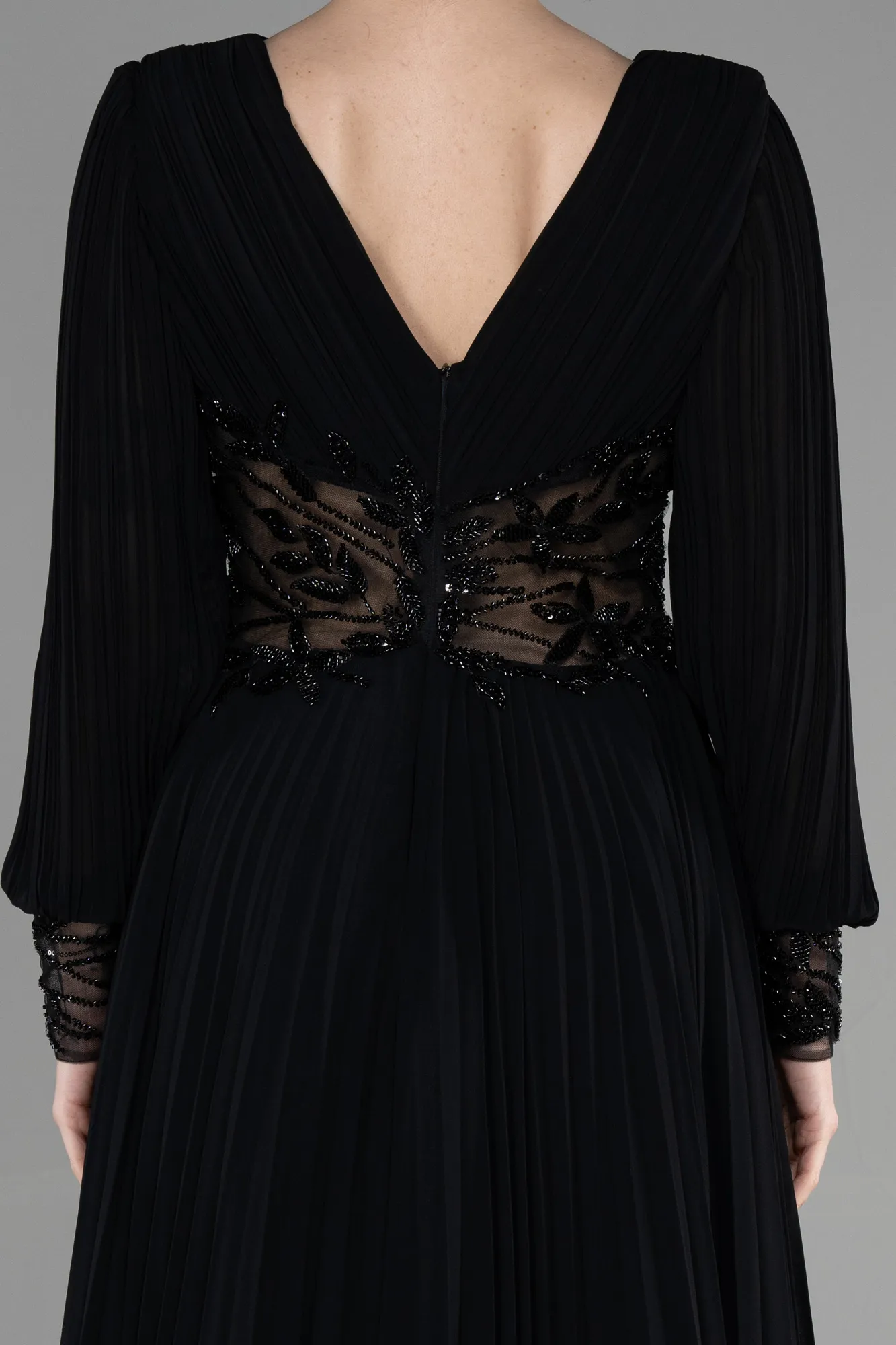 Black-Long Chiffon Evening Dress ABU2183