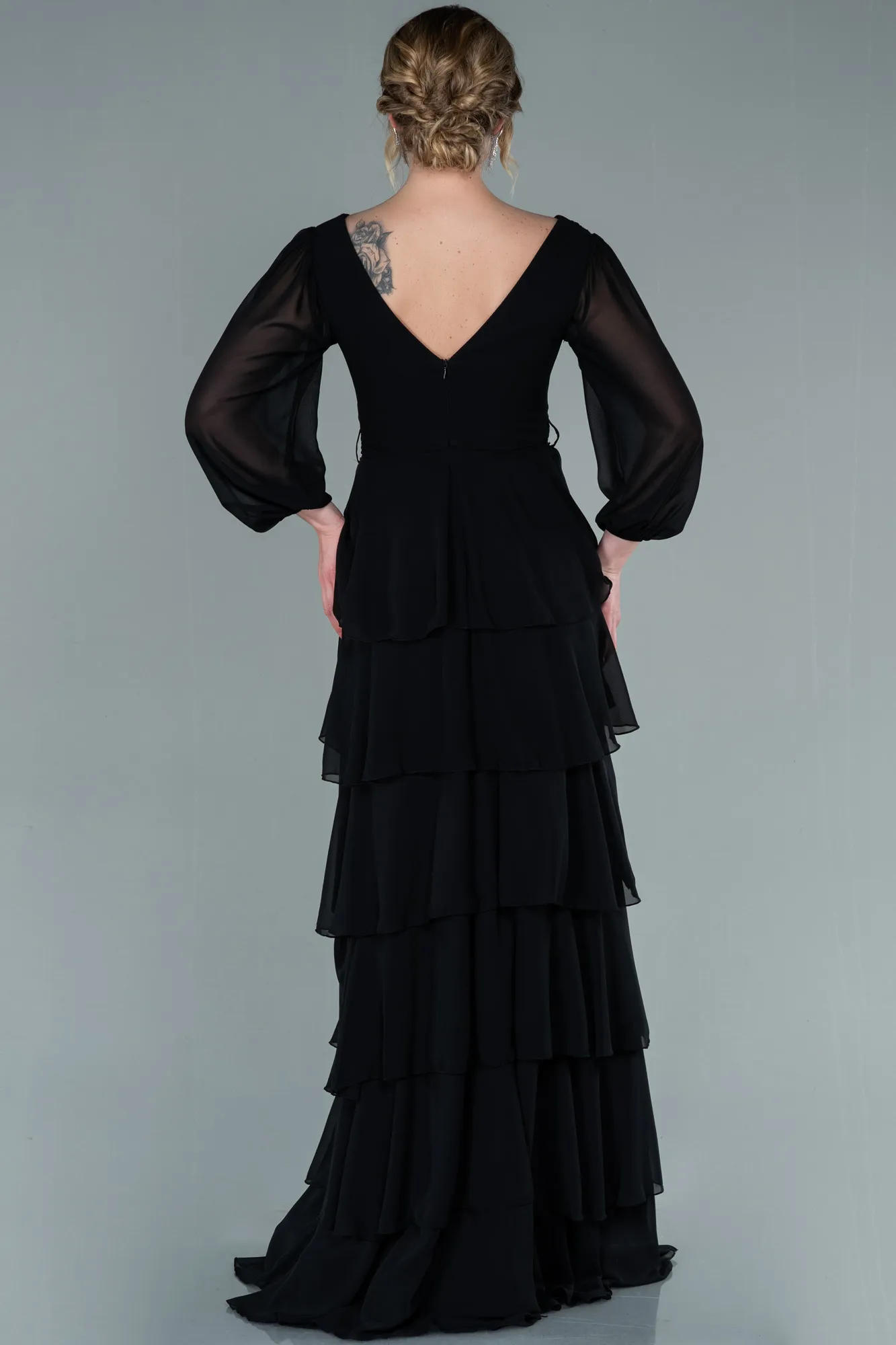 Black-Long Chiffon Evening Dress ABU2322