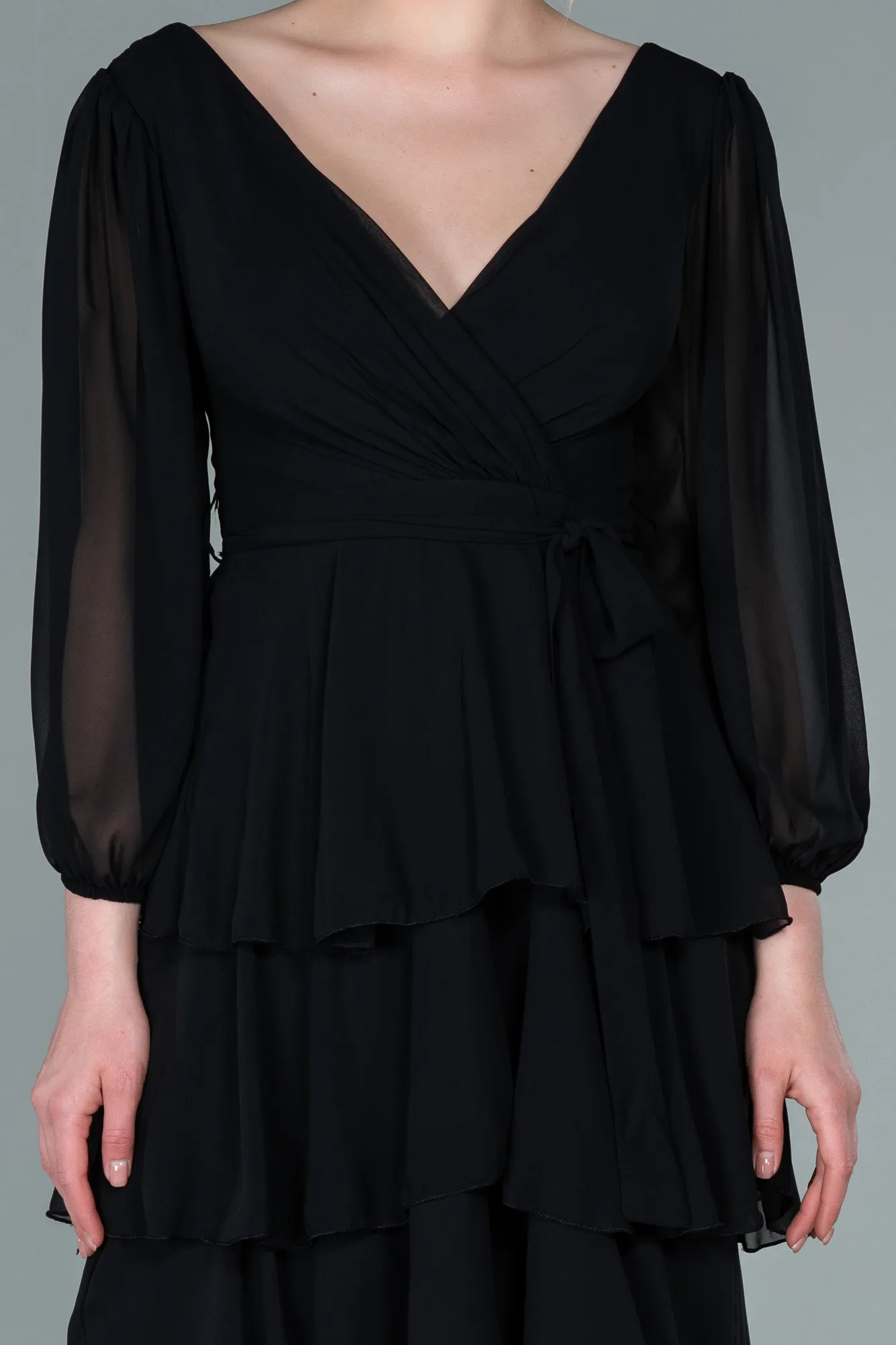 Black-Long Chiffon Evening Dress ABU2322