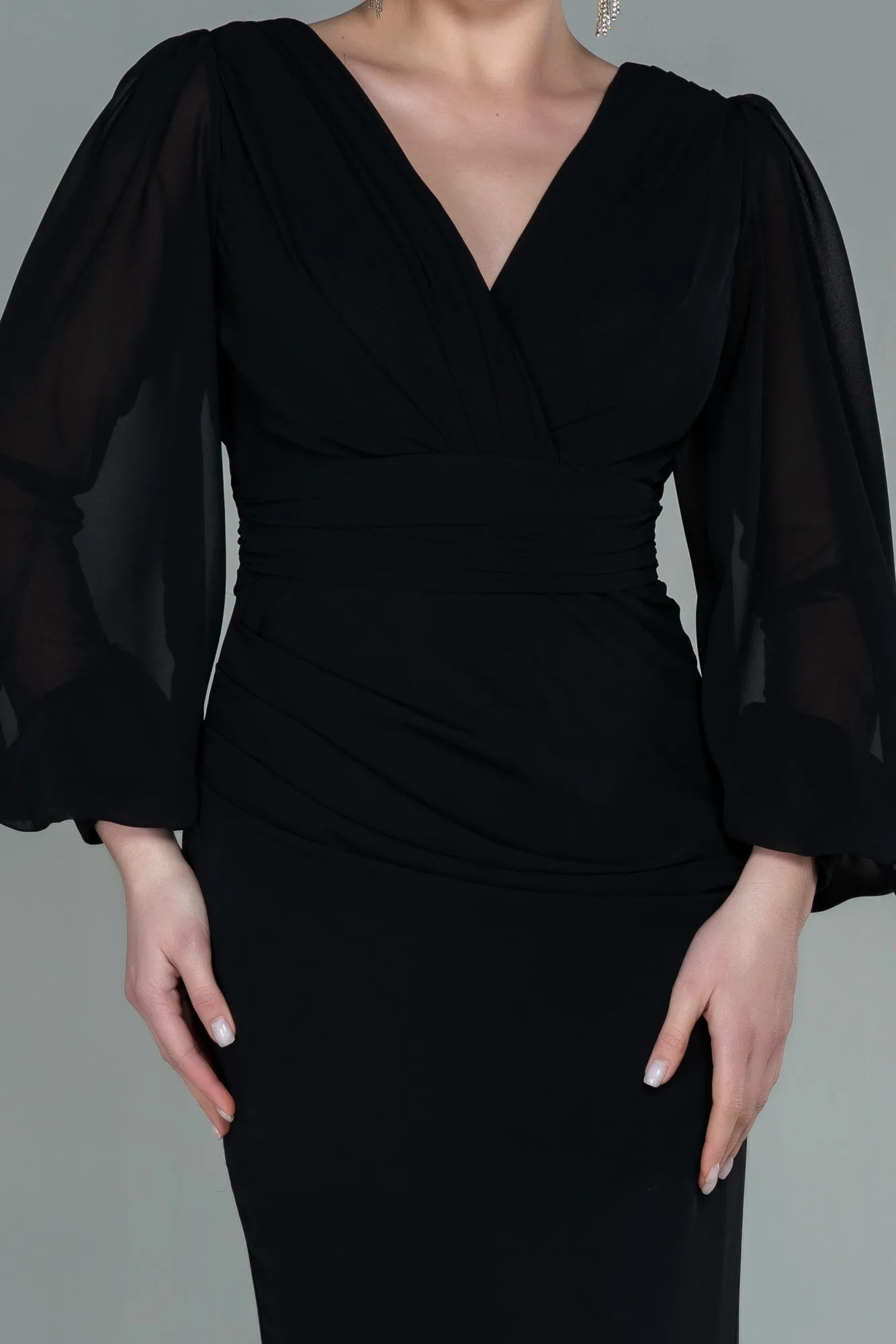 Black-Long Chiffon Evening Dress ABU2818
