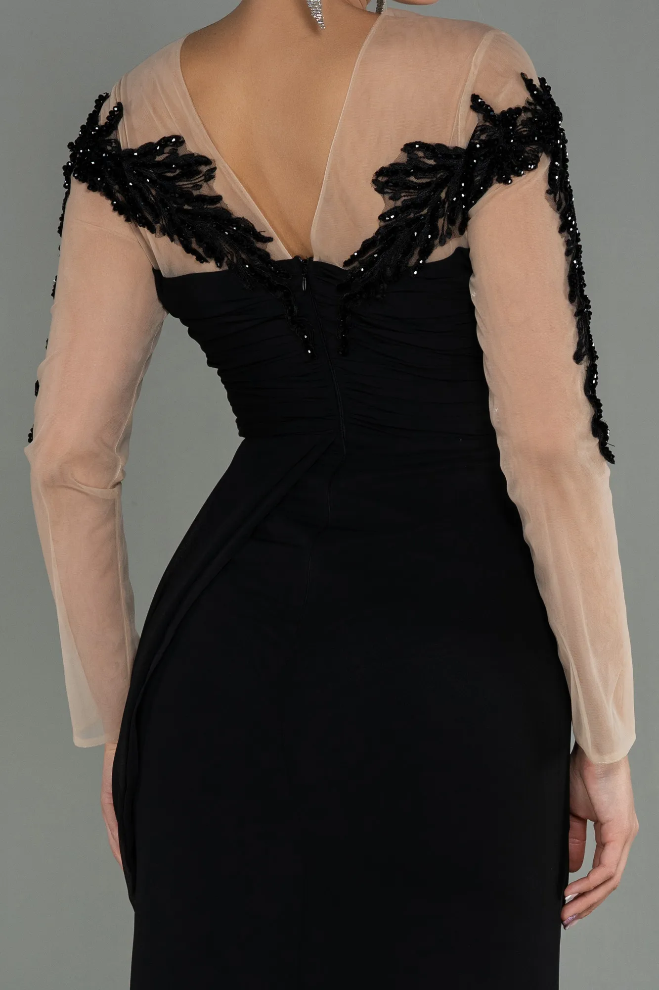 Black-Long Chiffon Evening Dress ABU3012