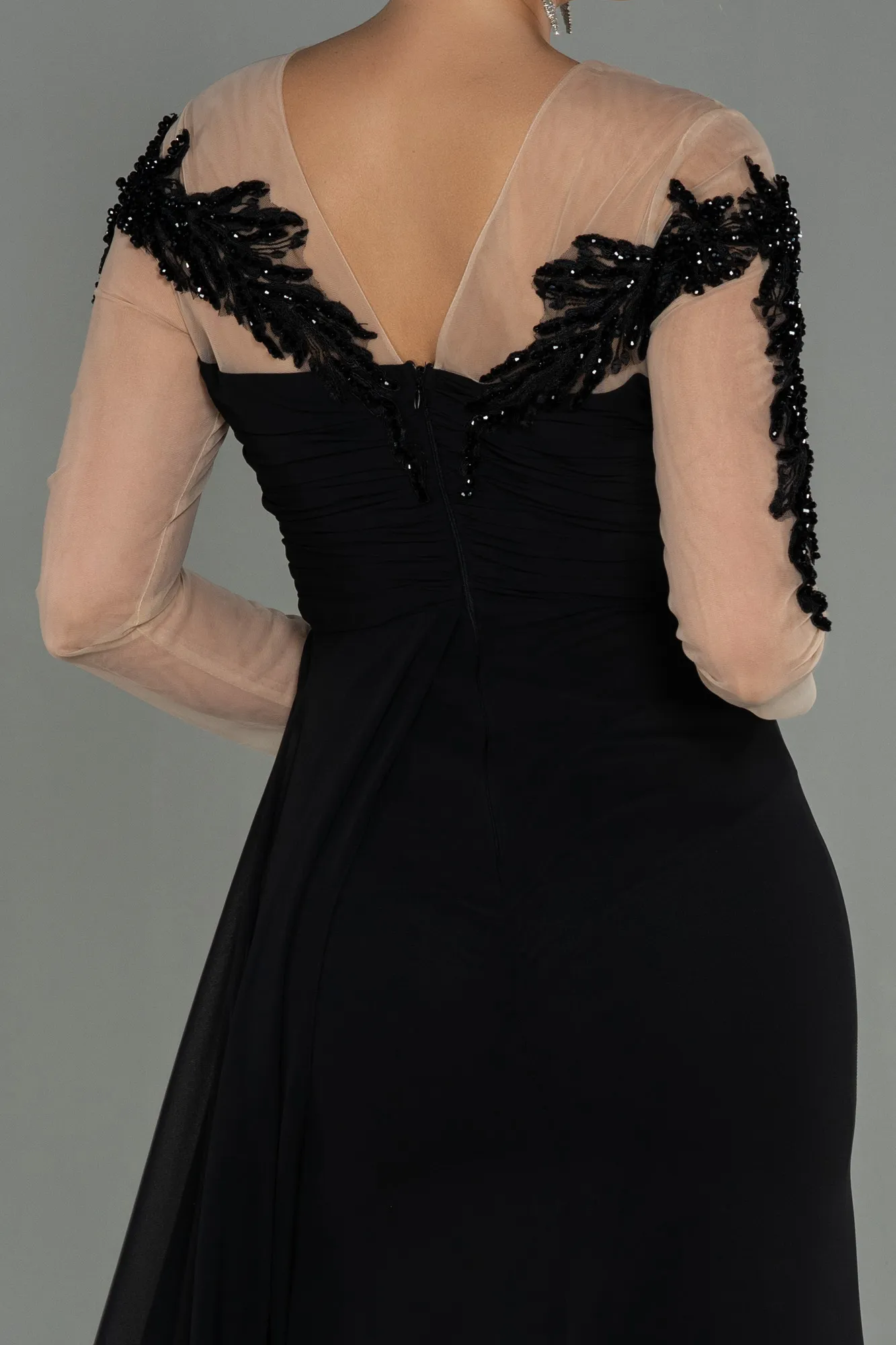 Black-Long Chiffon Evening Dress ABU3012