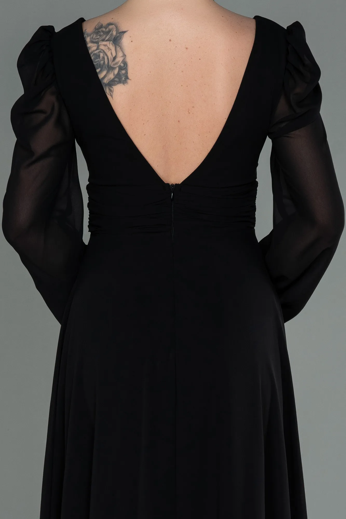 Black-Long Chiffon Evening Dress ABU3085