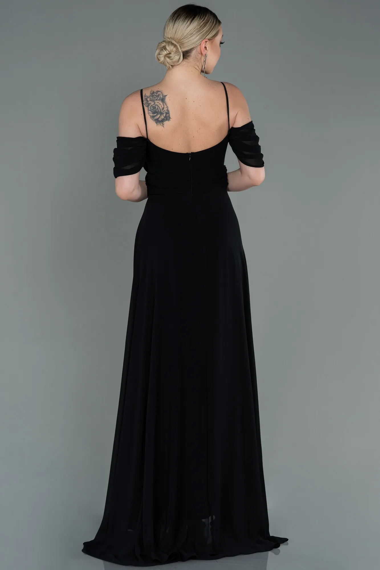 Black-Long Chiffon Evening Dress ABU3093