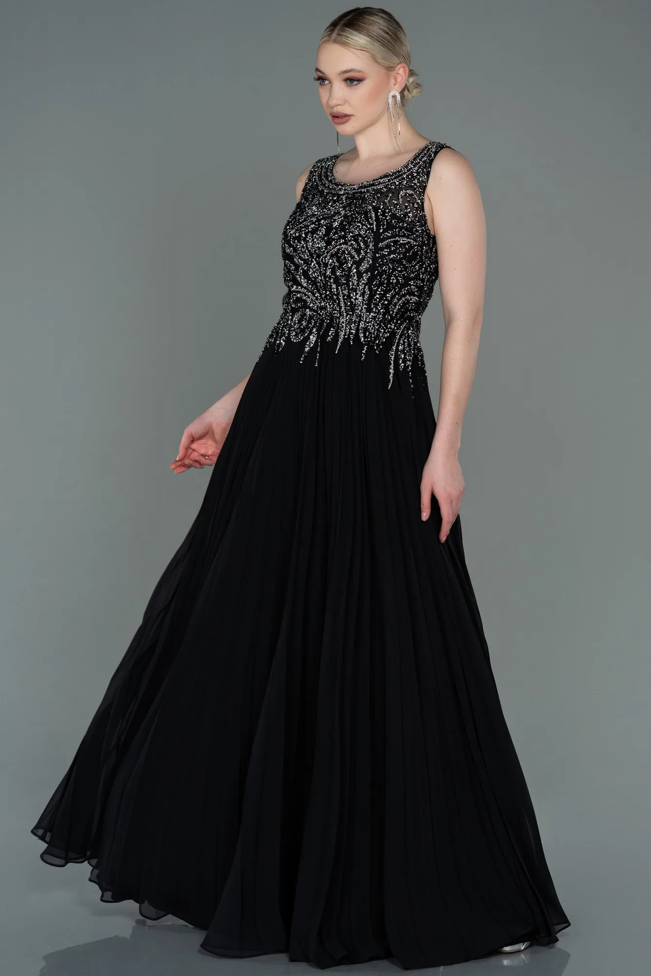 Black-Long Chiffon Evening Dress ABU3142