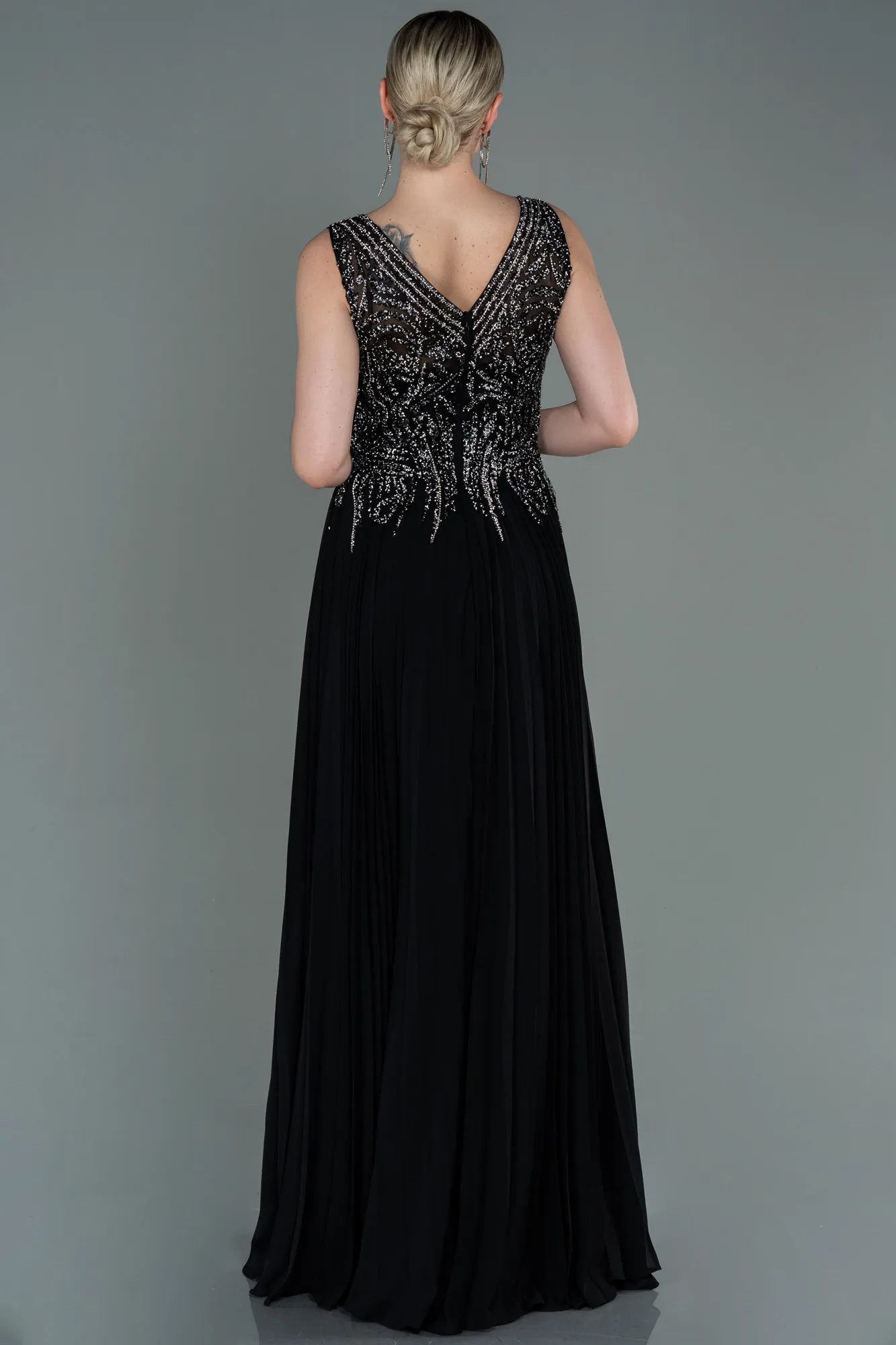 Black-Long Chiffon Evening Dress ABU3142