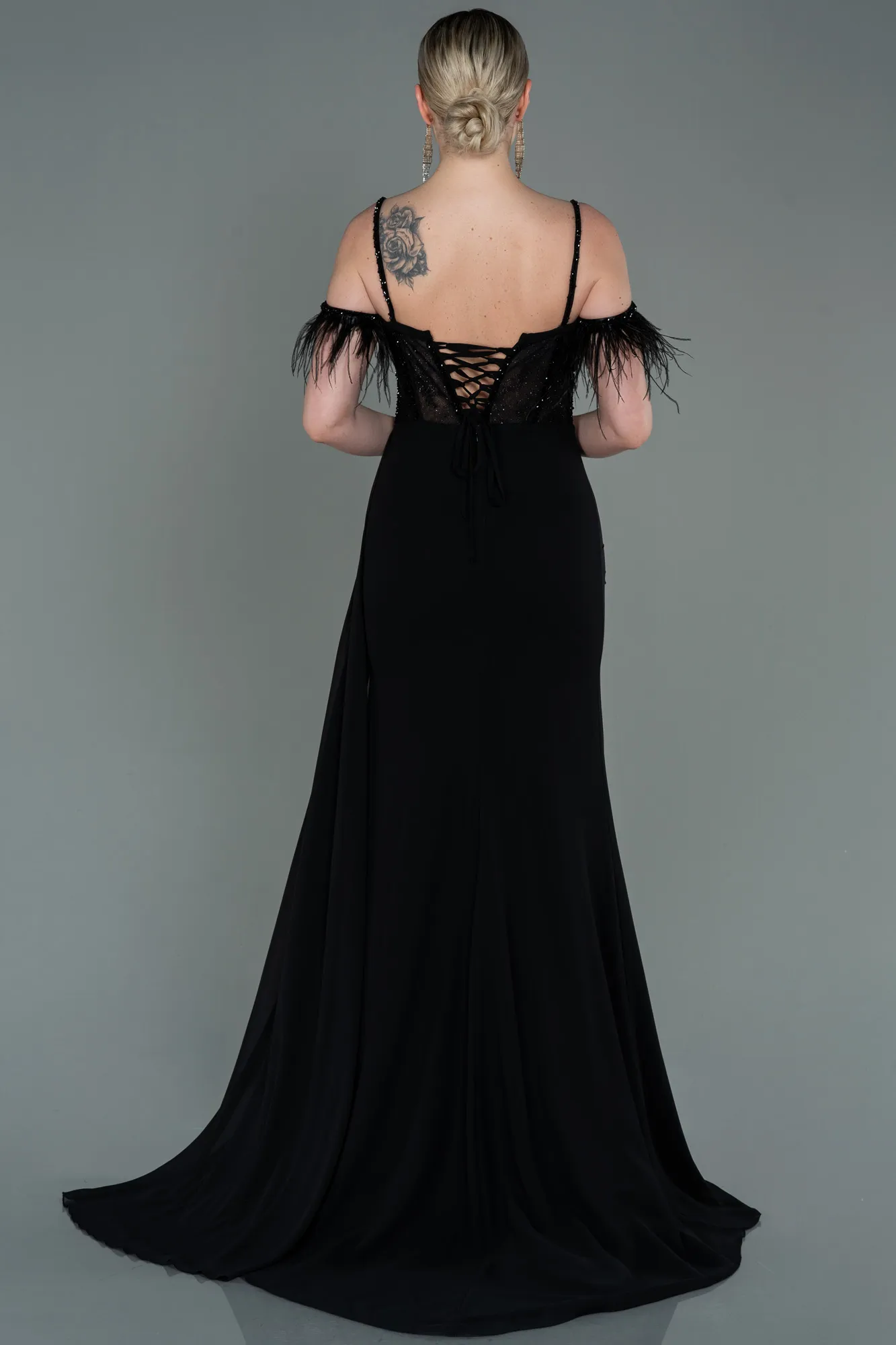 Black-Long Chiffon Evening Dress ABU3144