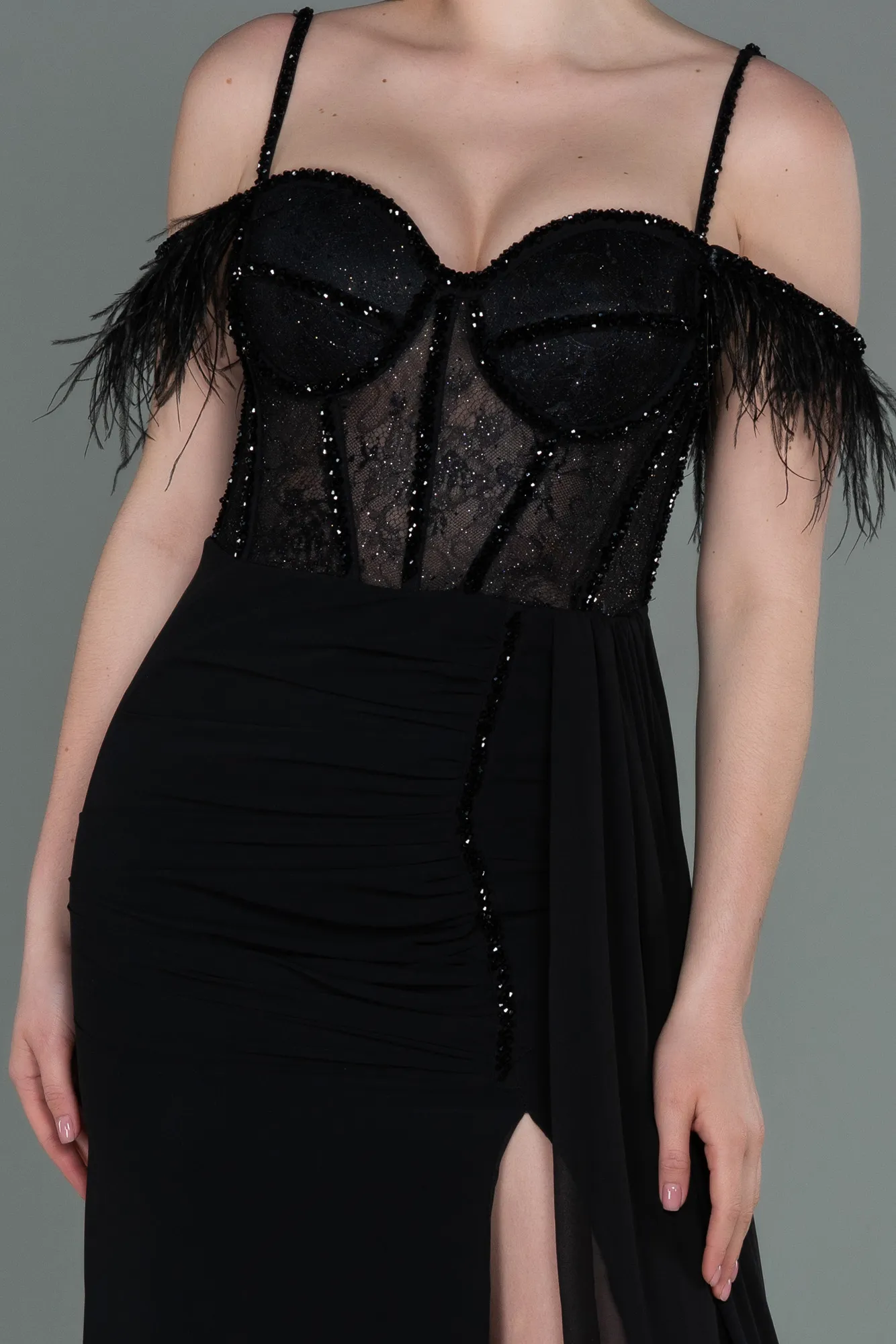 Black-Long Chiffon Evening Dress ABU3144