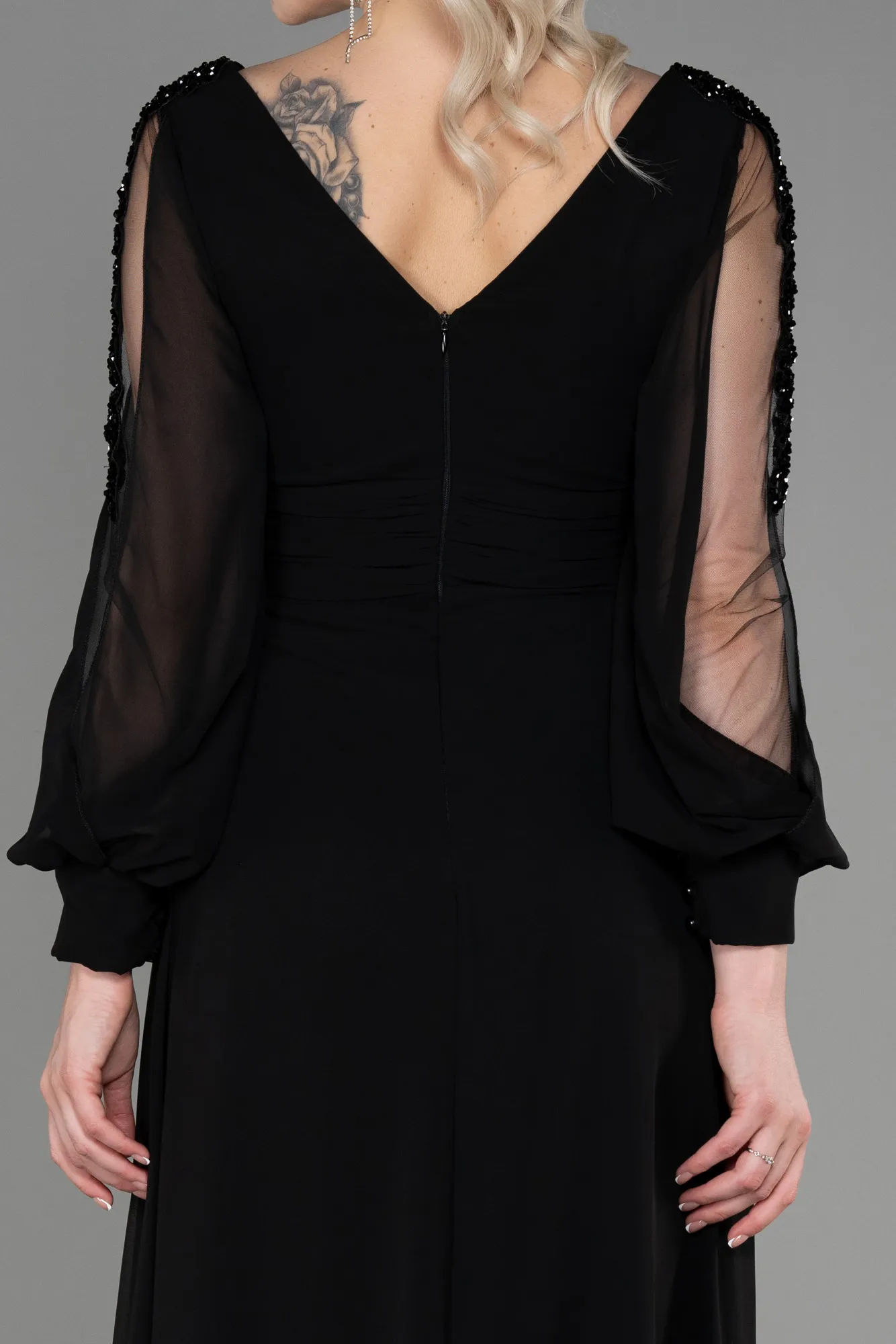 Black-Long Chiffon Evening Dress ABU3220