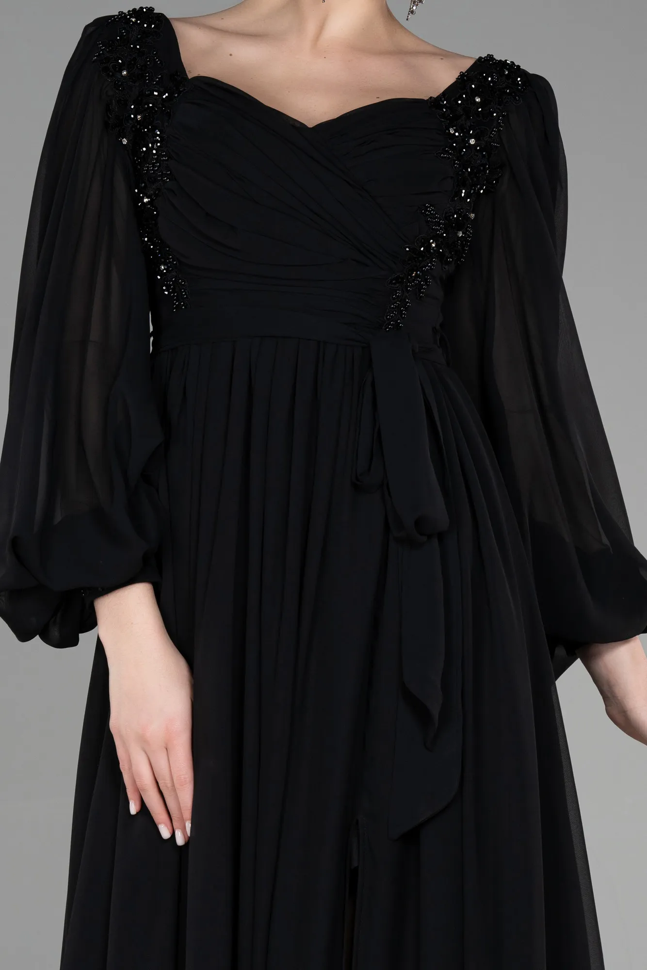 Black-Long Chiffon Evening Dress ABU3243