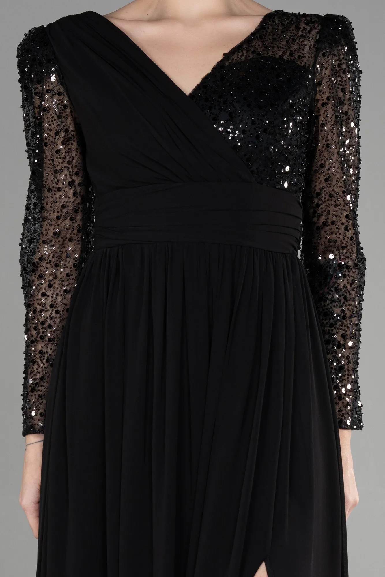 Black-Long Chiffon Evening Dress ABU3262