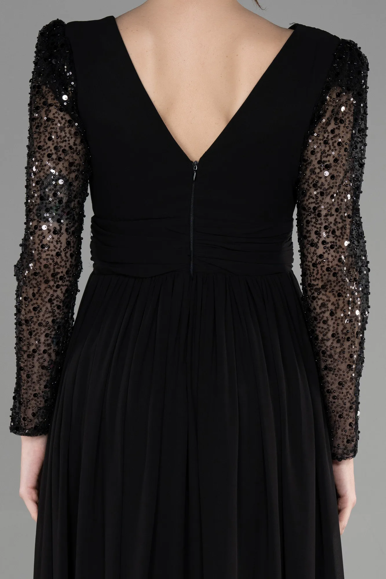 Black-Long Chiffon Evening Dress ABU3262