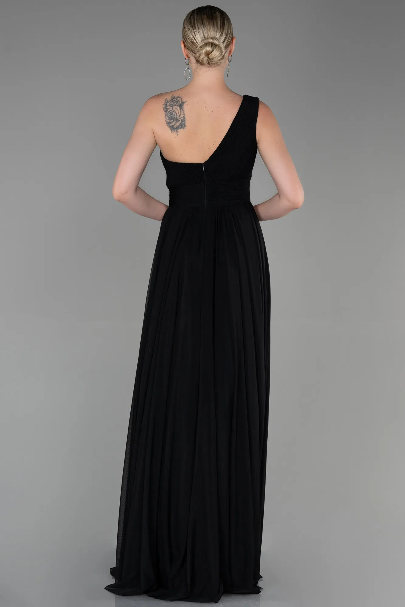 Black-Long Chiffon Evening Dress ABU3309