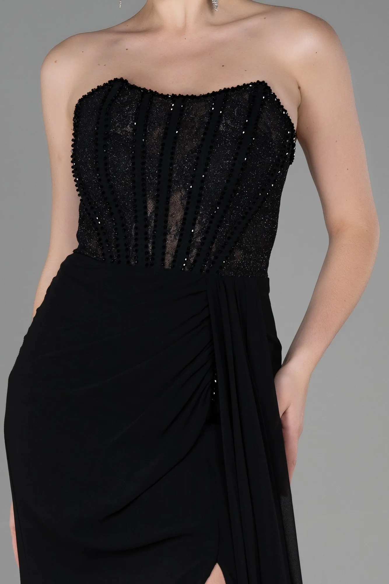 Black-Long Chiffon Evening Dress ABU3333