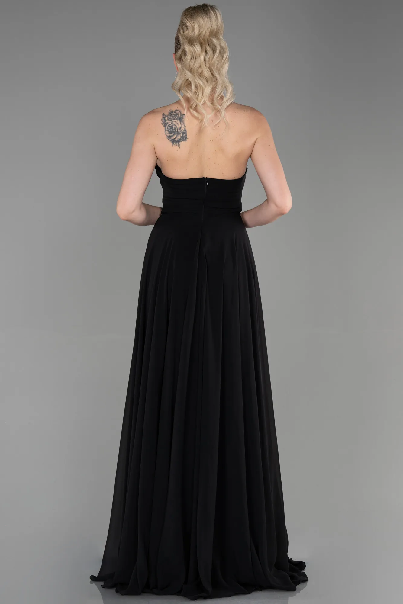 Black-Long Chiffon Evening Dress ABU3343