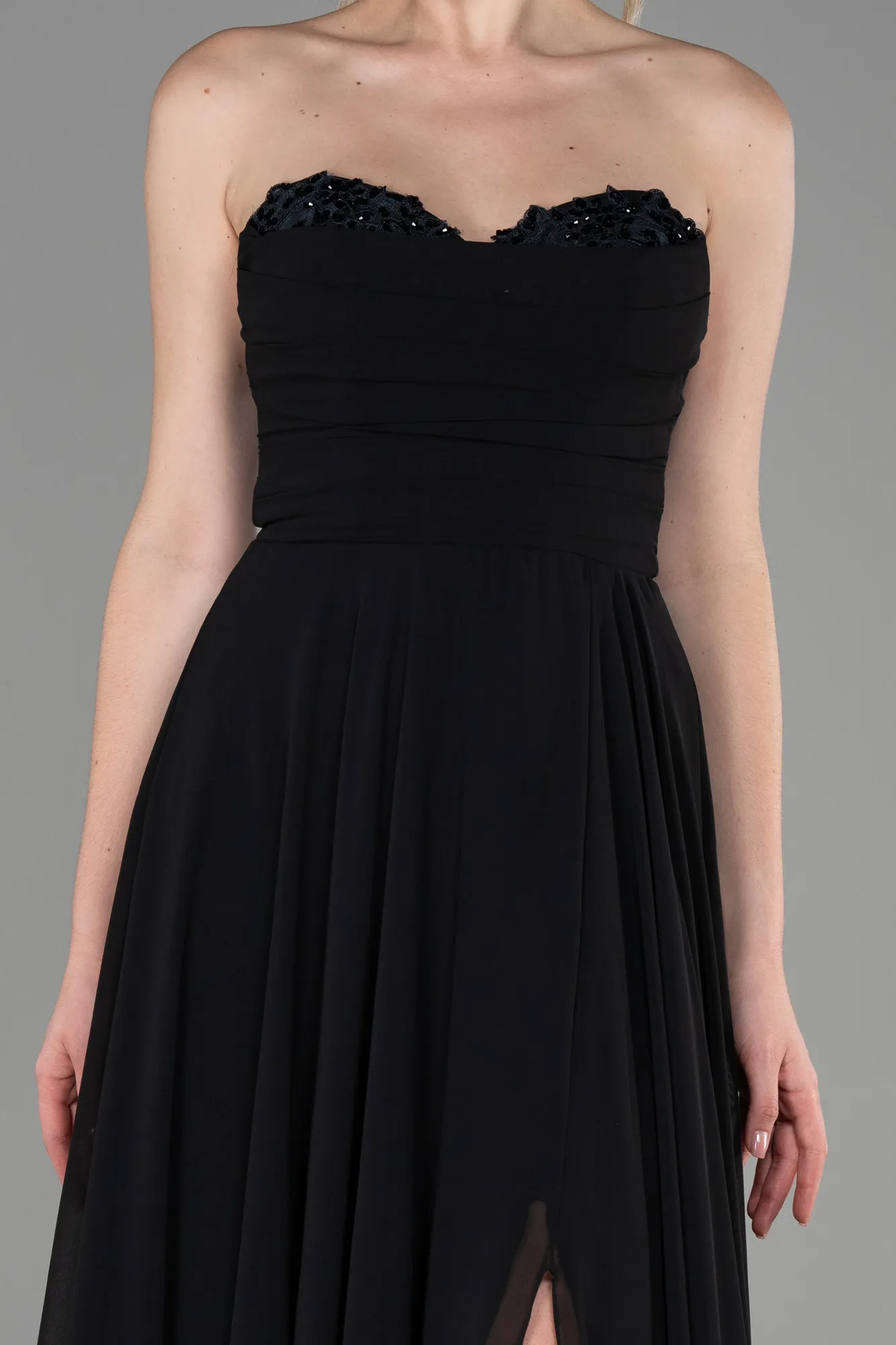 Black-Long Chiffon Evening Dress ABU3343