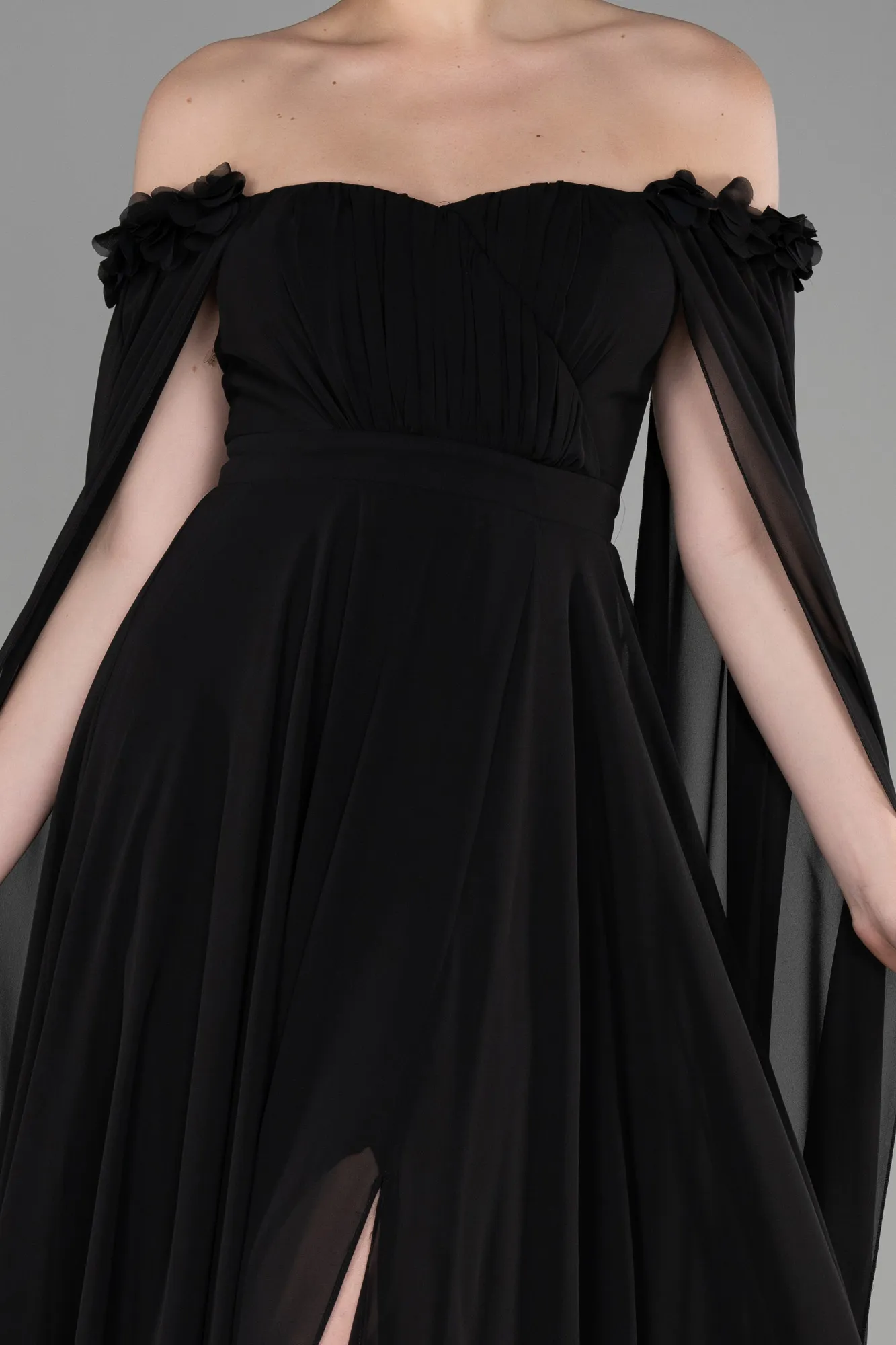 Black-Long Chiffon Evening Dress ABU3462