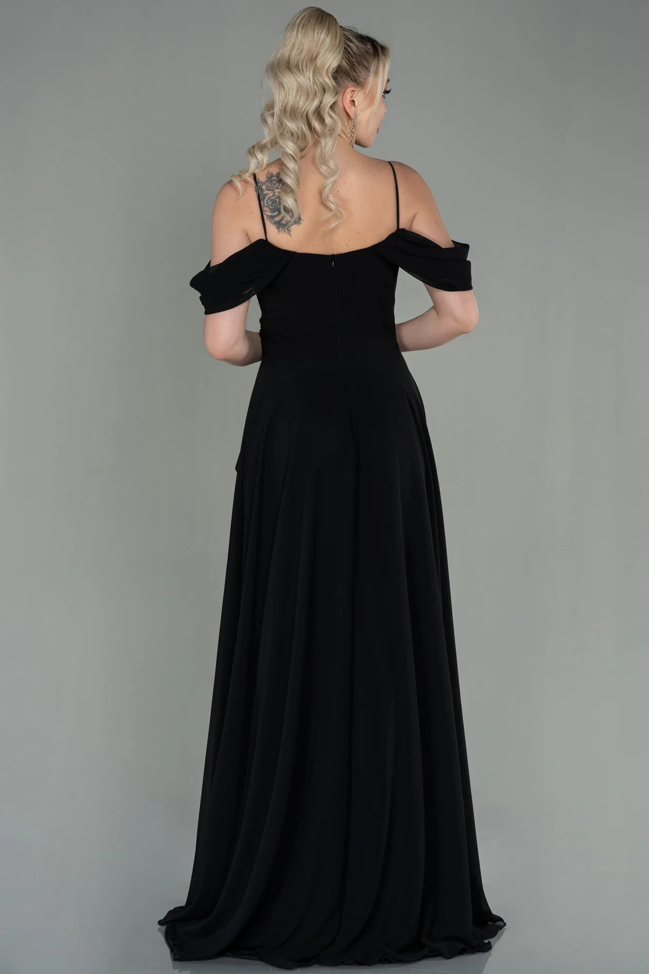 Black-Long Chiffon Evening Dress ABU3591