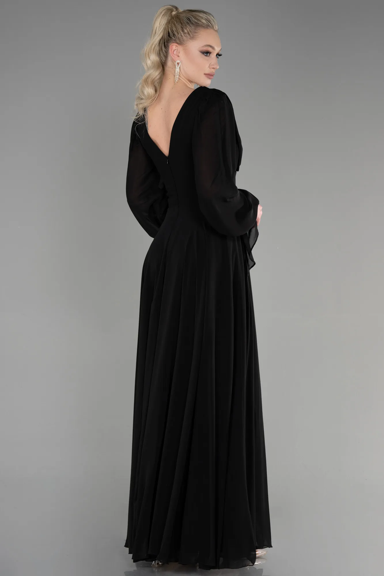Black-Long Chiffon Evening Dress ABU3628