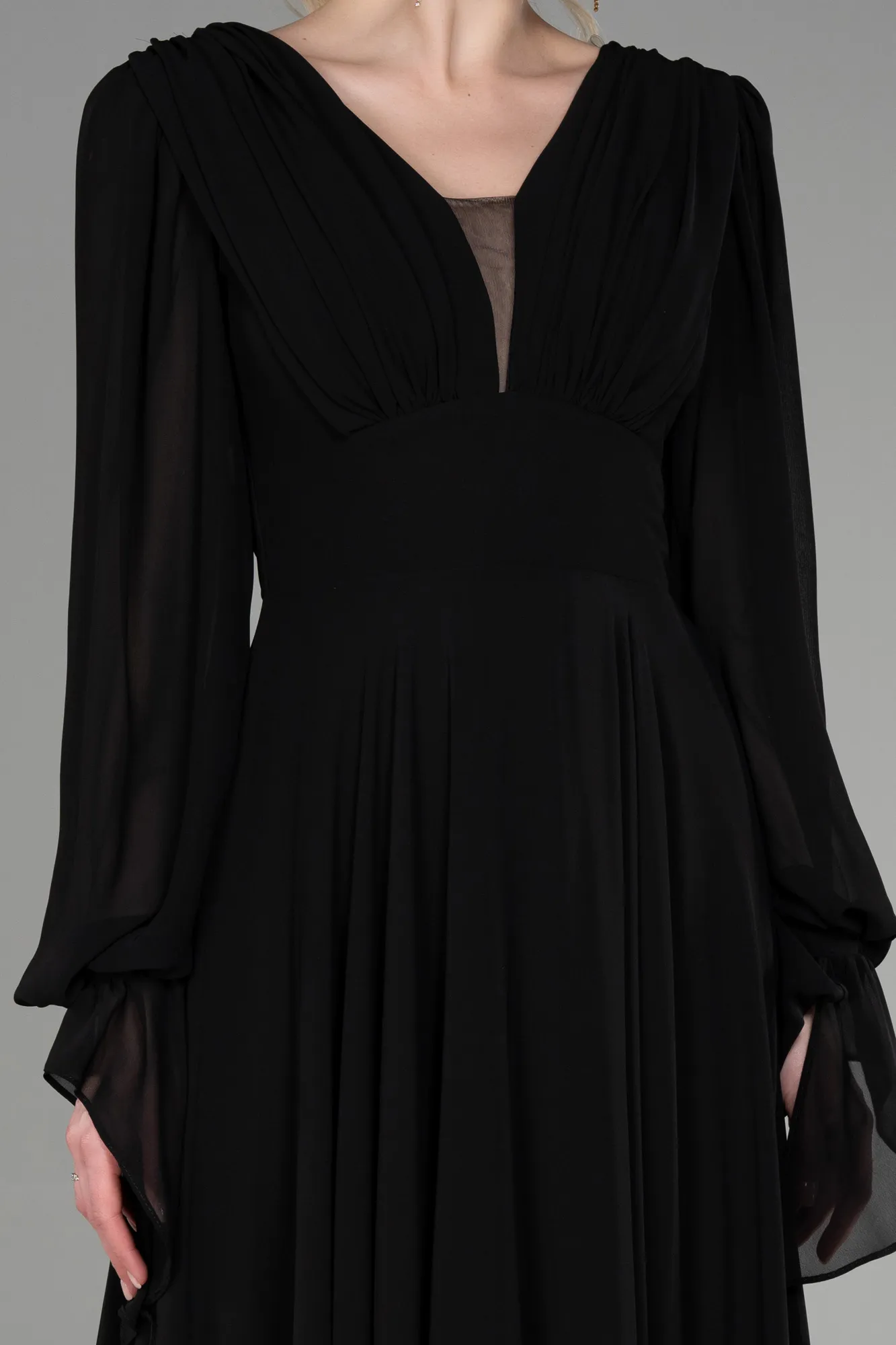 Black-Long Chiffon Evening Dress ABU3628