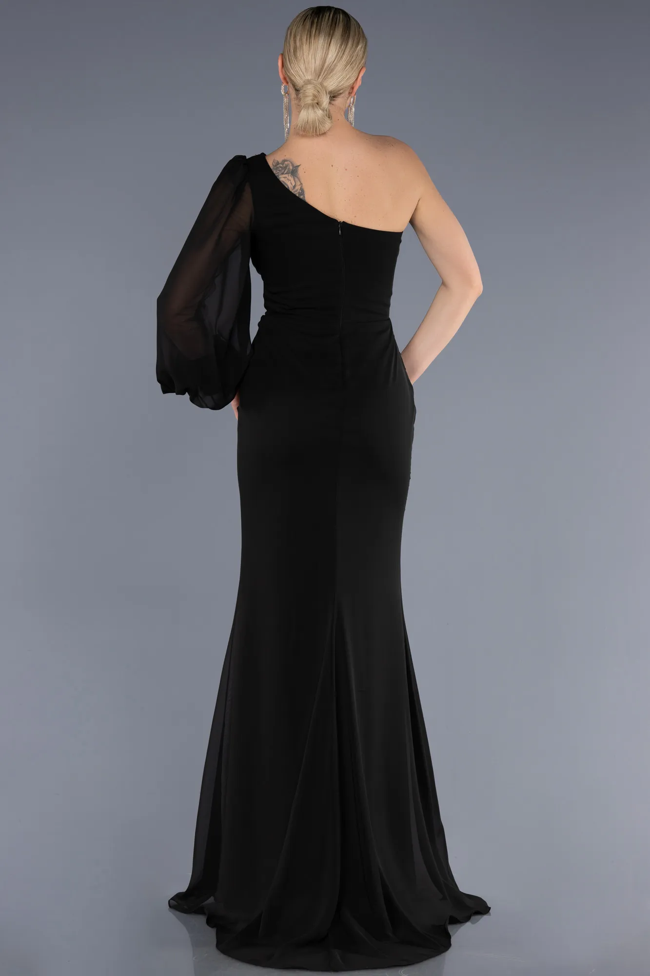Black-Long Chiffon Evening Dress ABU3677