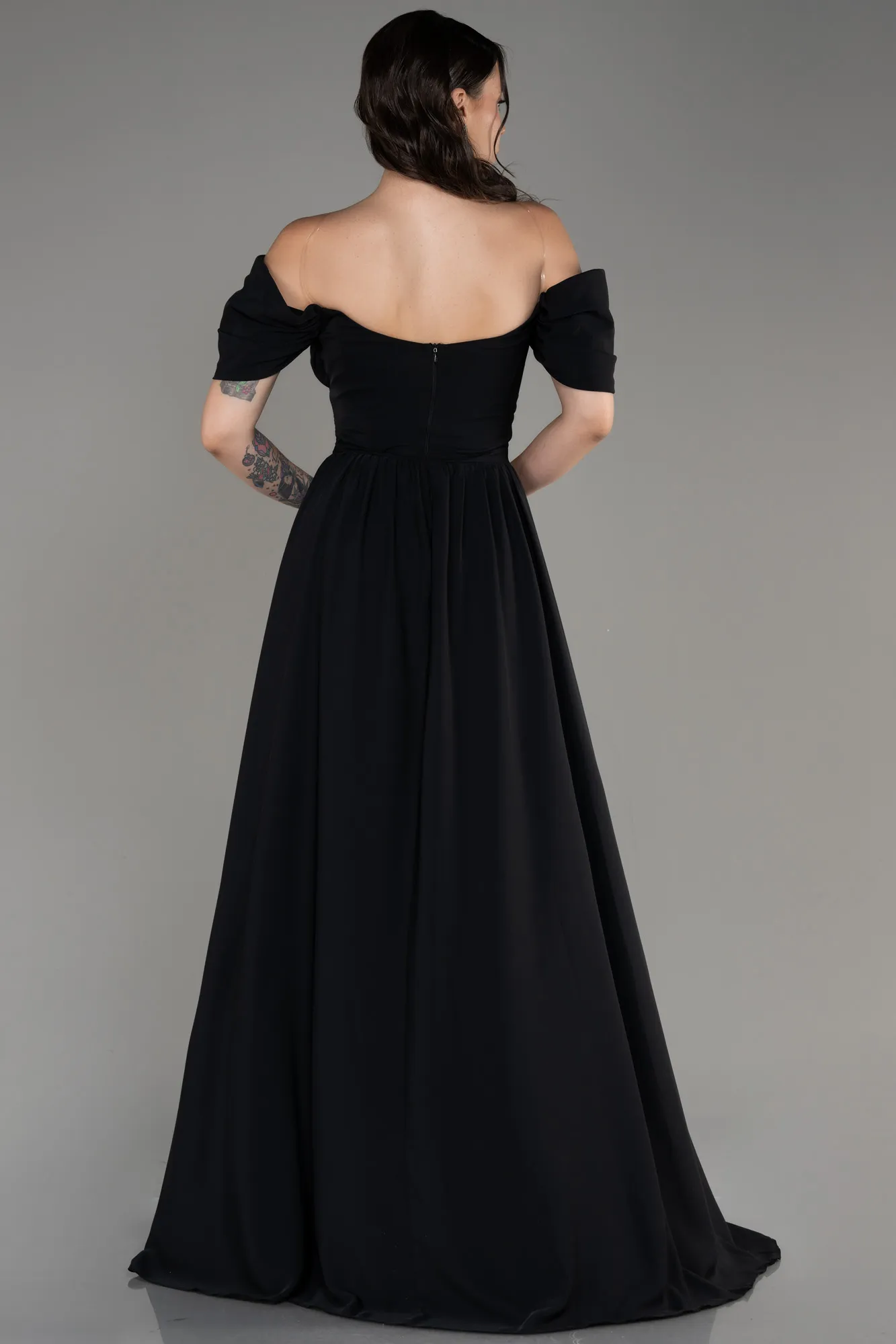 Black-Long Chiffon Evening Dress ABU3827